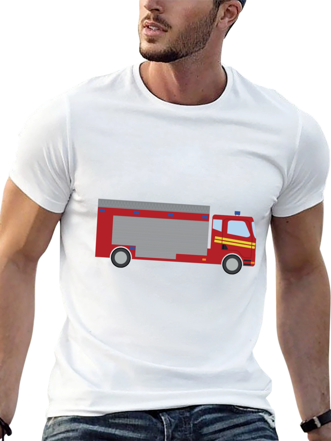 Firetruck Graphic Tee - Black Cotton T-Shirt