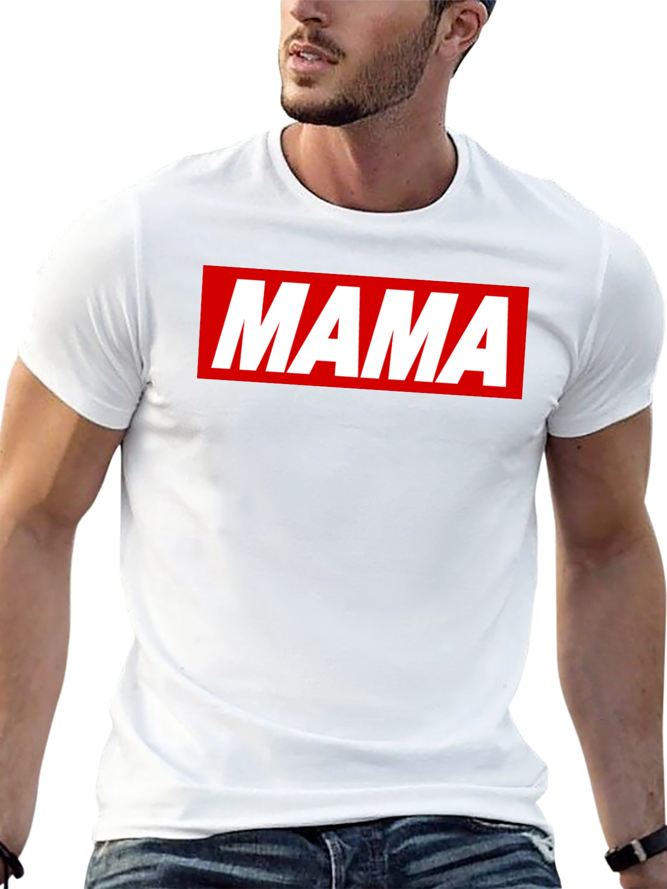 Mama Graphic Tee - Red & White on Black