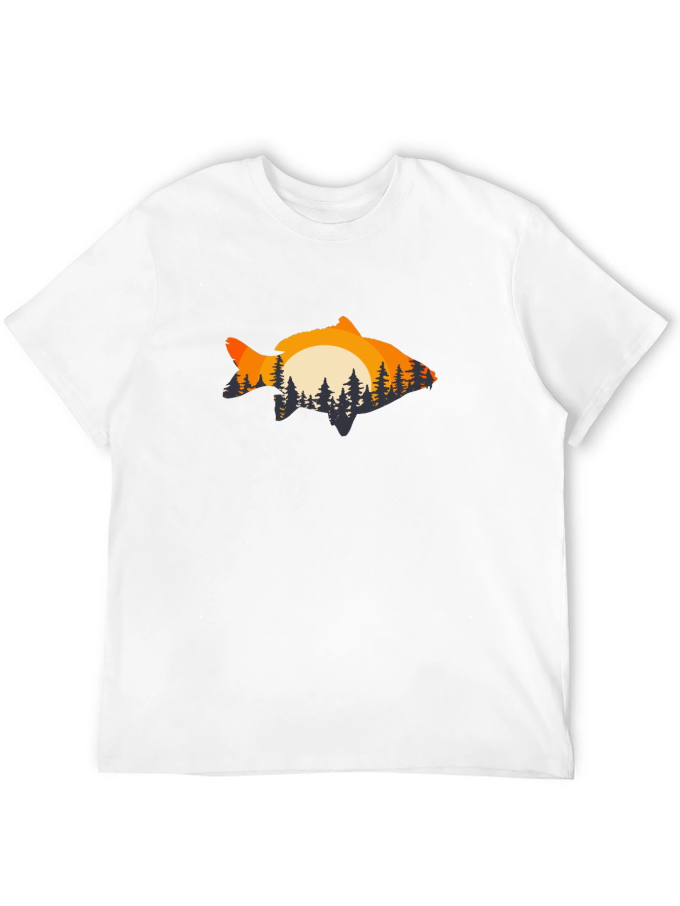Sunset Fish Graphic Tee - Black Cotton Blend