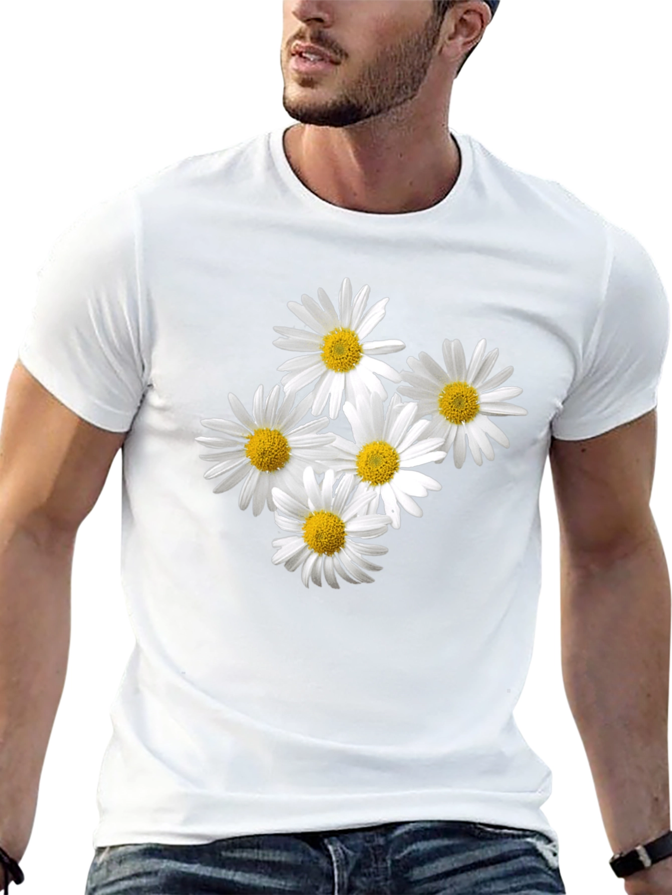 Daisy T-Shirt - Black Cotton Floral Tee