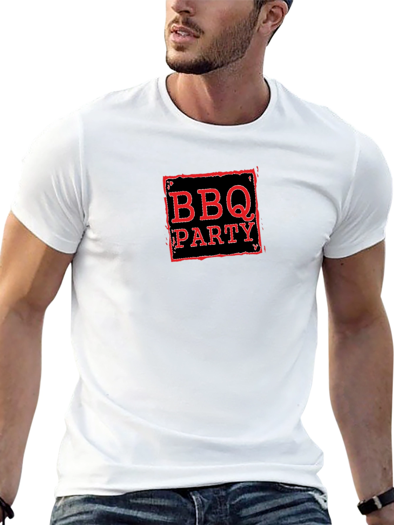 BBQ Party Graphic Tee - Black Crew Neck