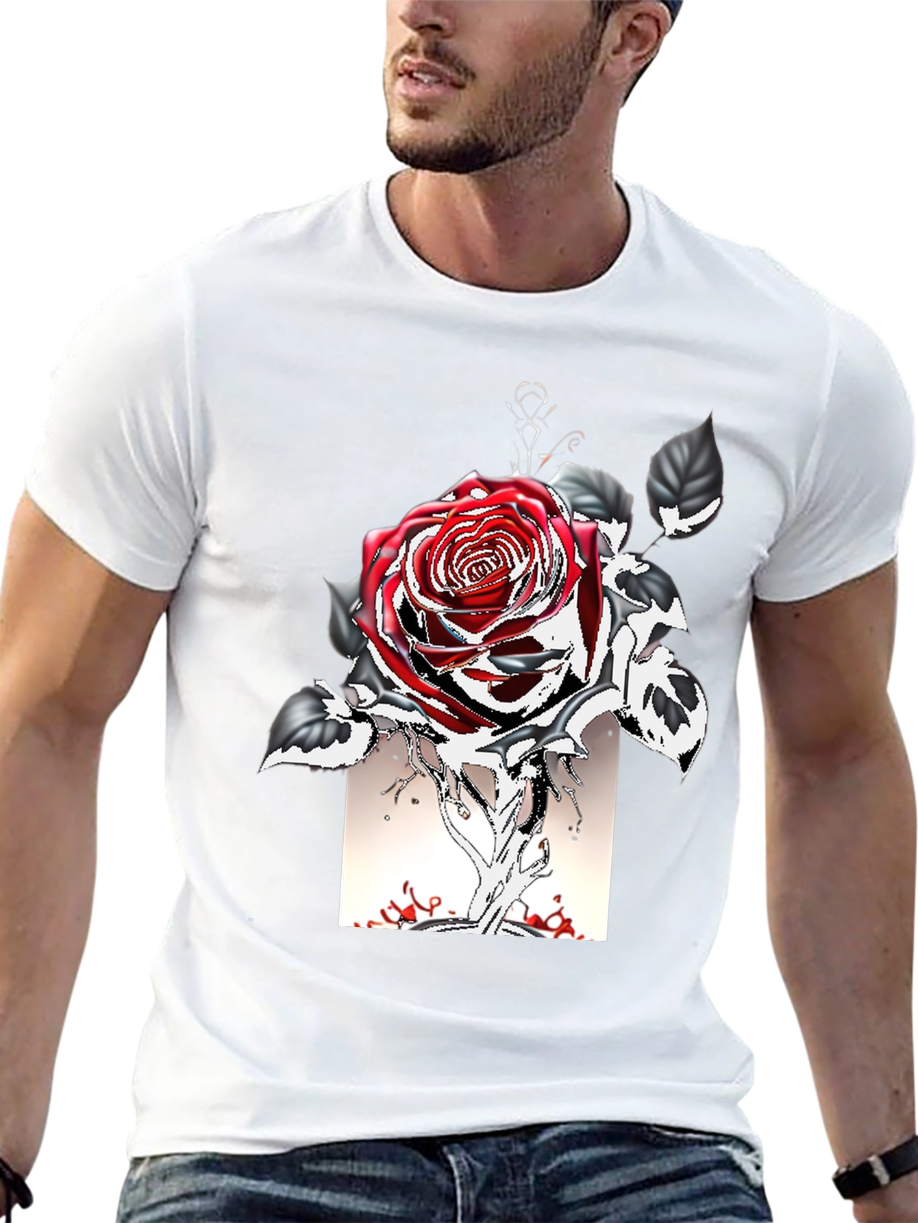 Rose Graphic Tee - Gothic Style