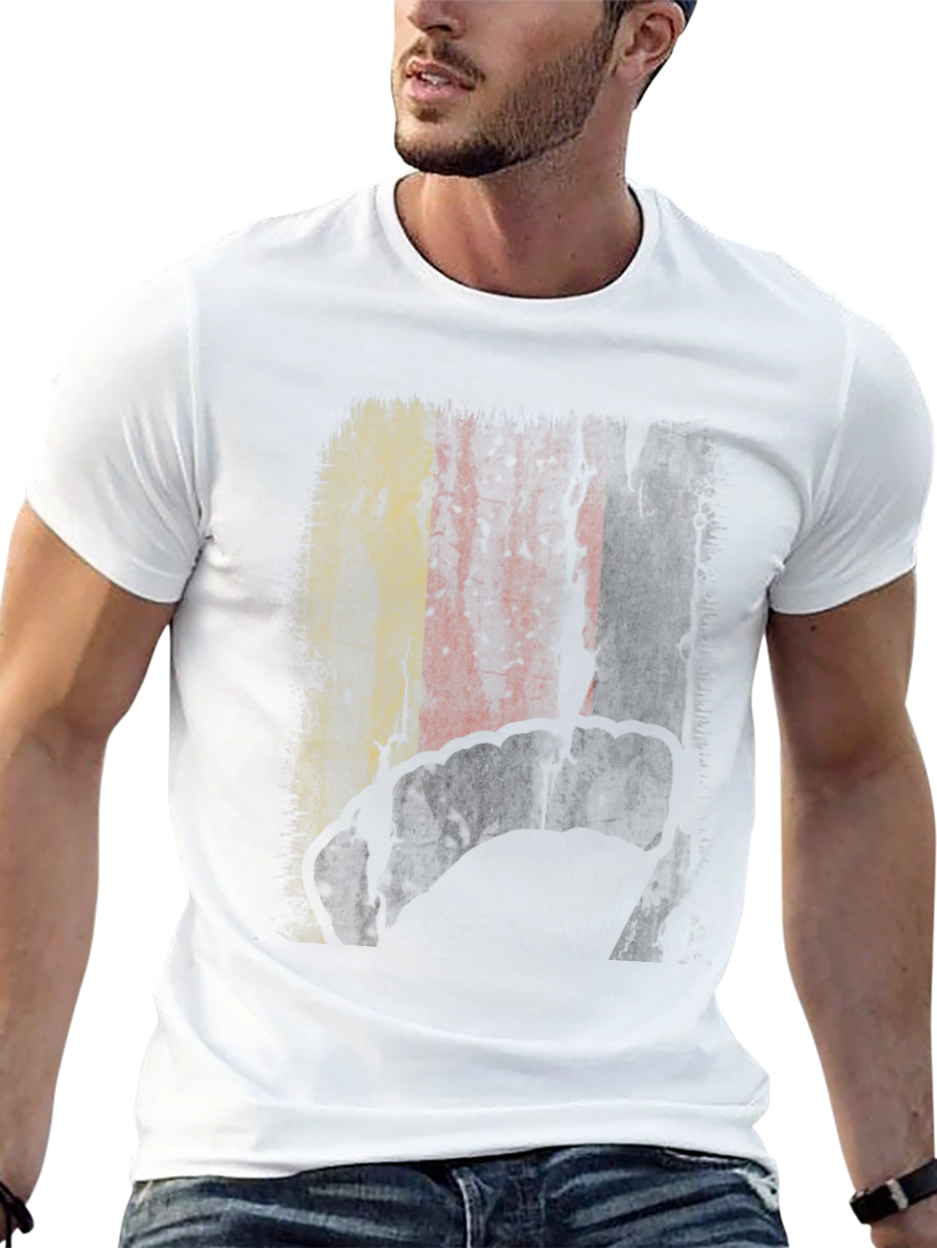 Distressed Belgium Flag Graphic T-Shirt