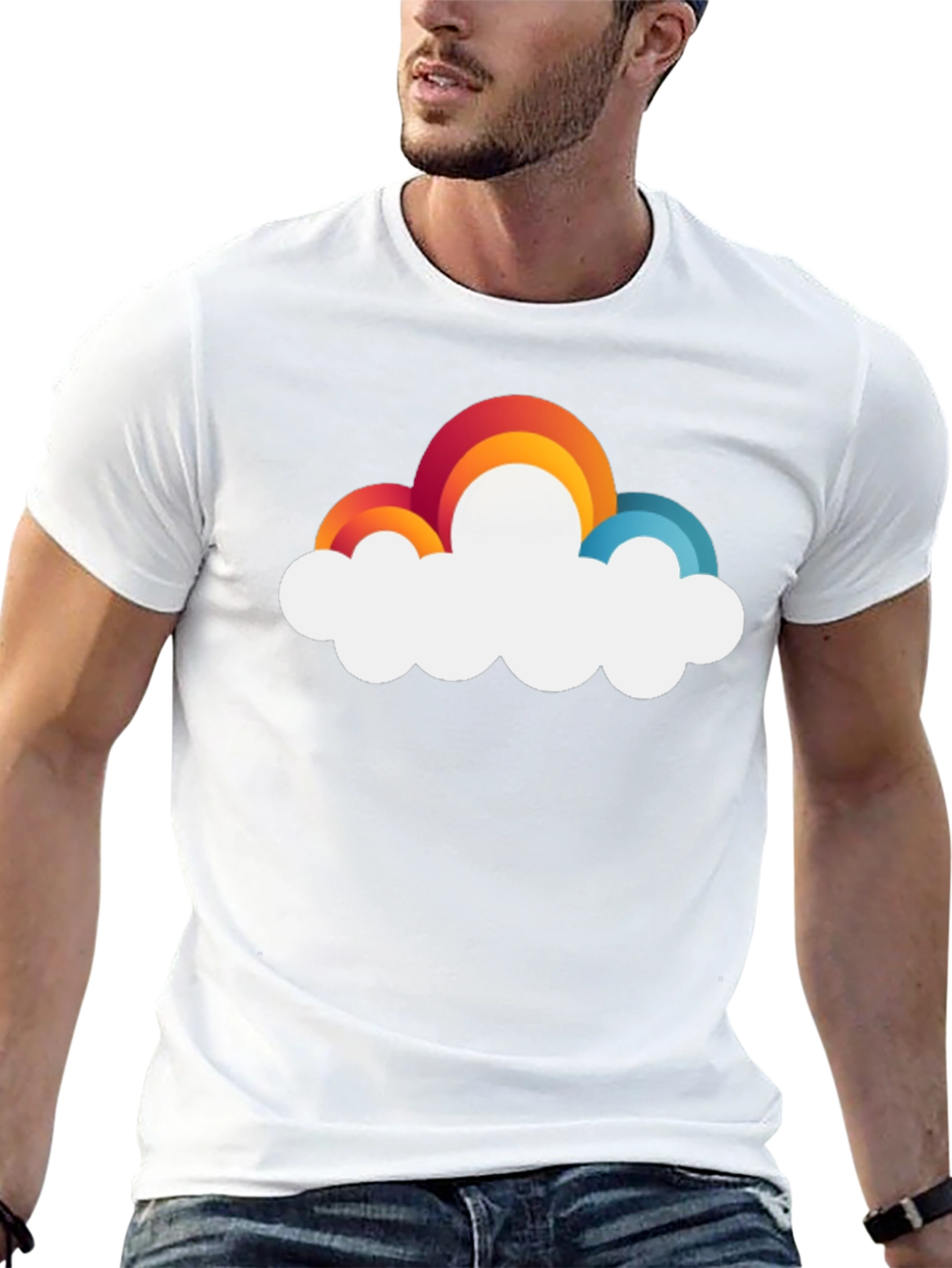 Rainbow Cloud Graphic T-Shirt - Unisex Casual Tee