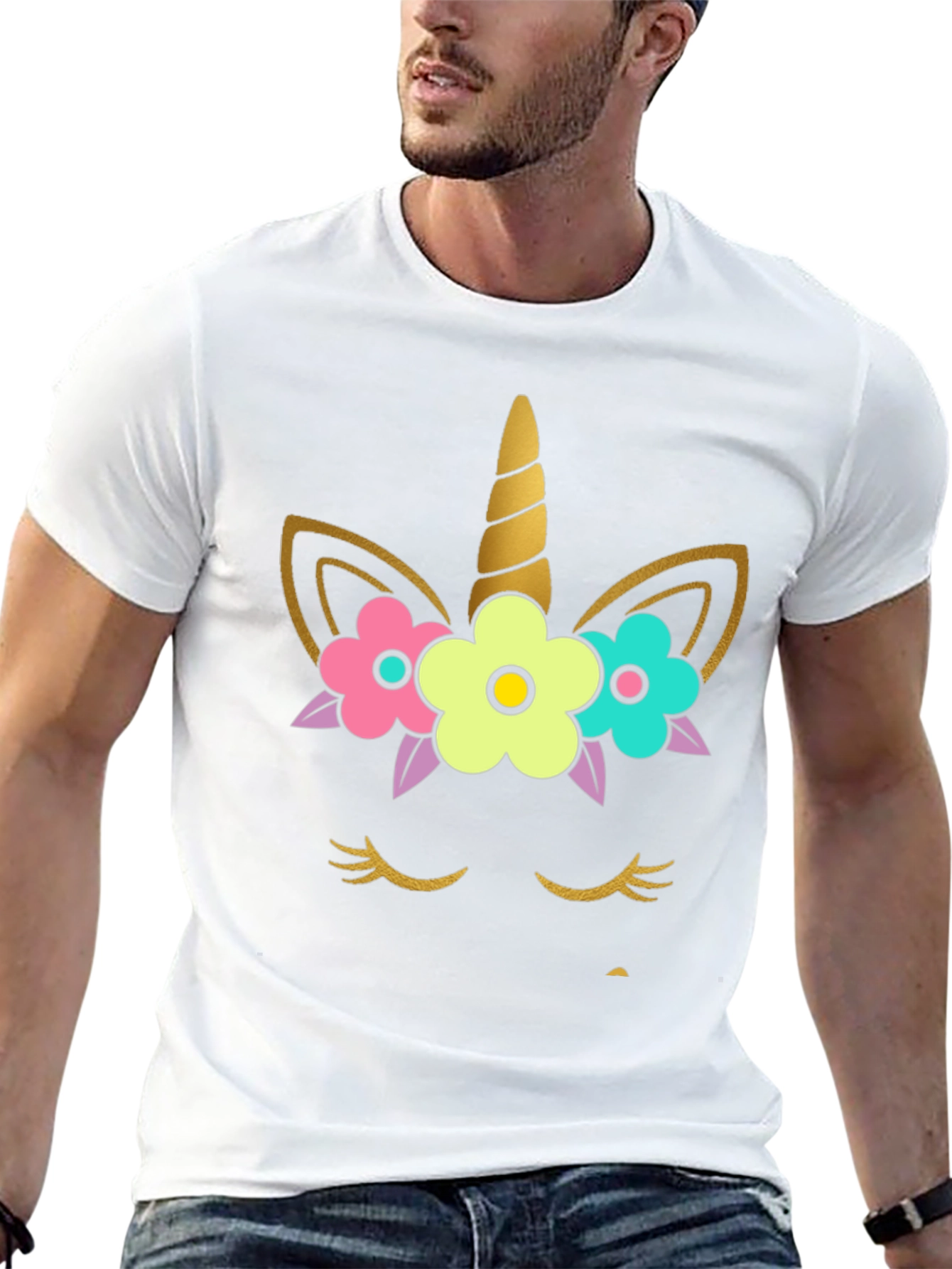 Unicorn Face Graphic Tee - Black