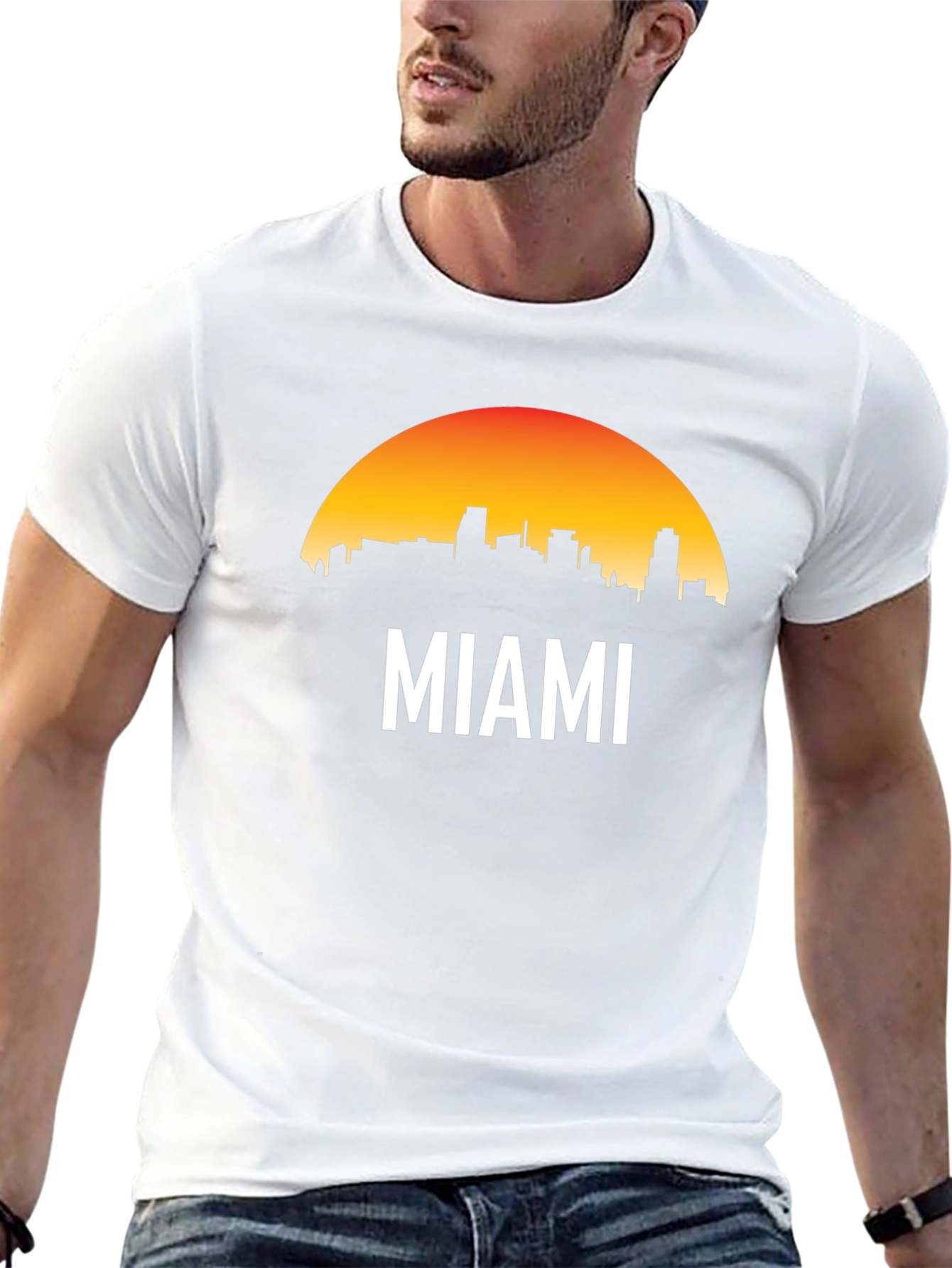 Miami Skyline Graphic Black T-Shirt