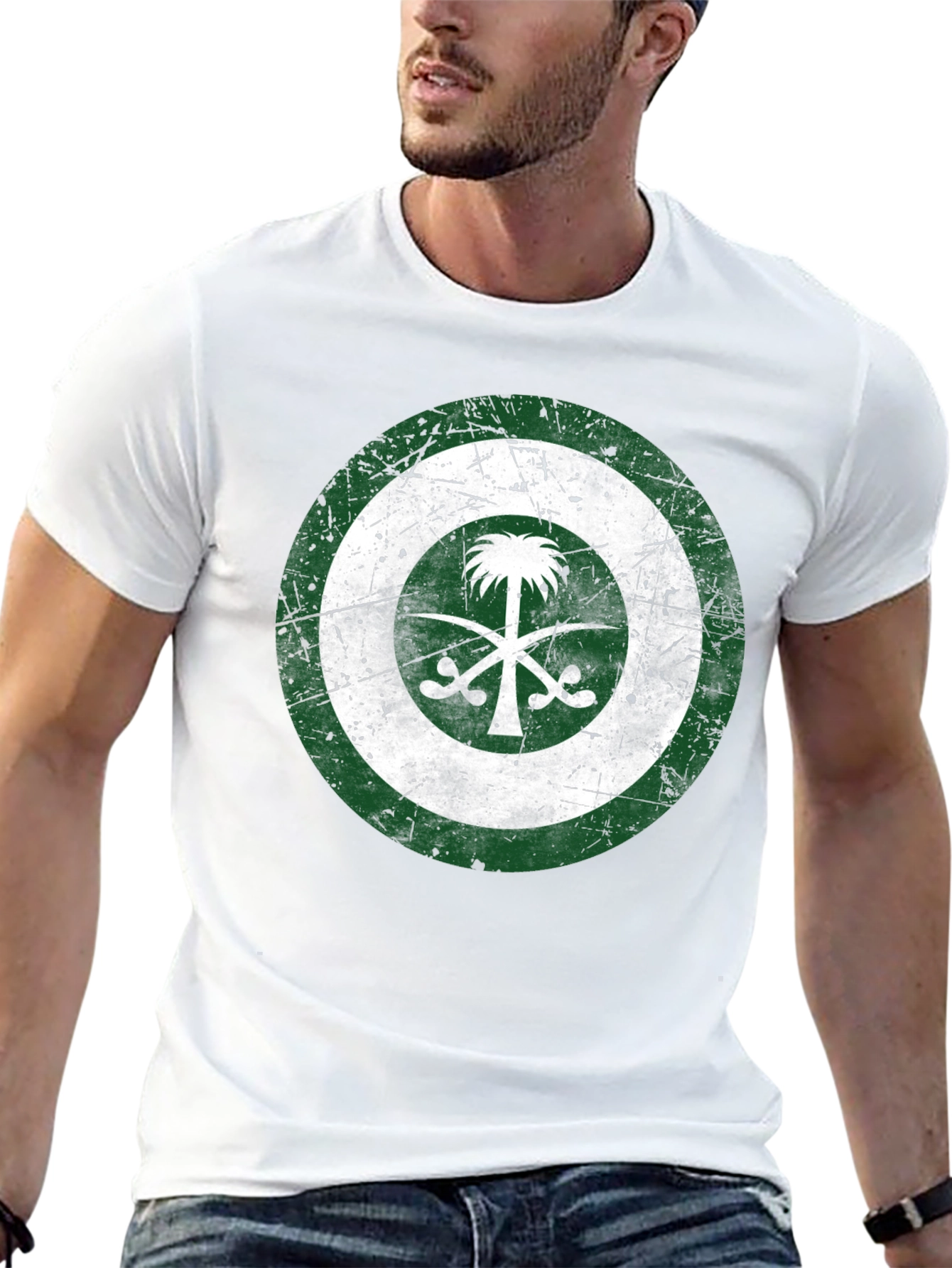 Saudi Arabia Flag Distressed T-Shirt