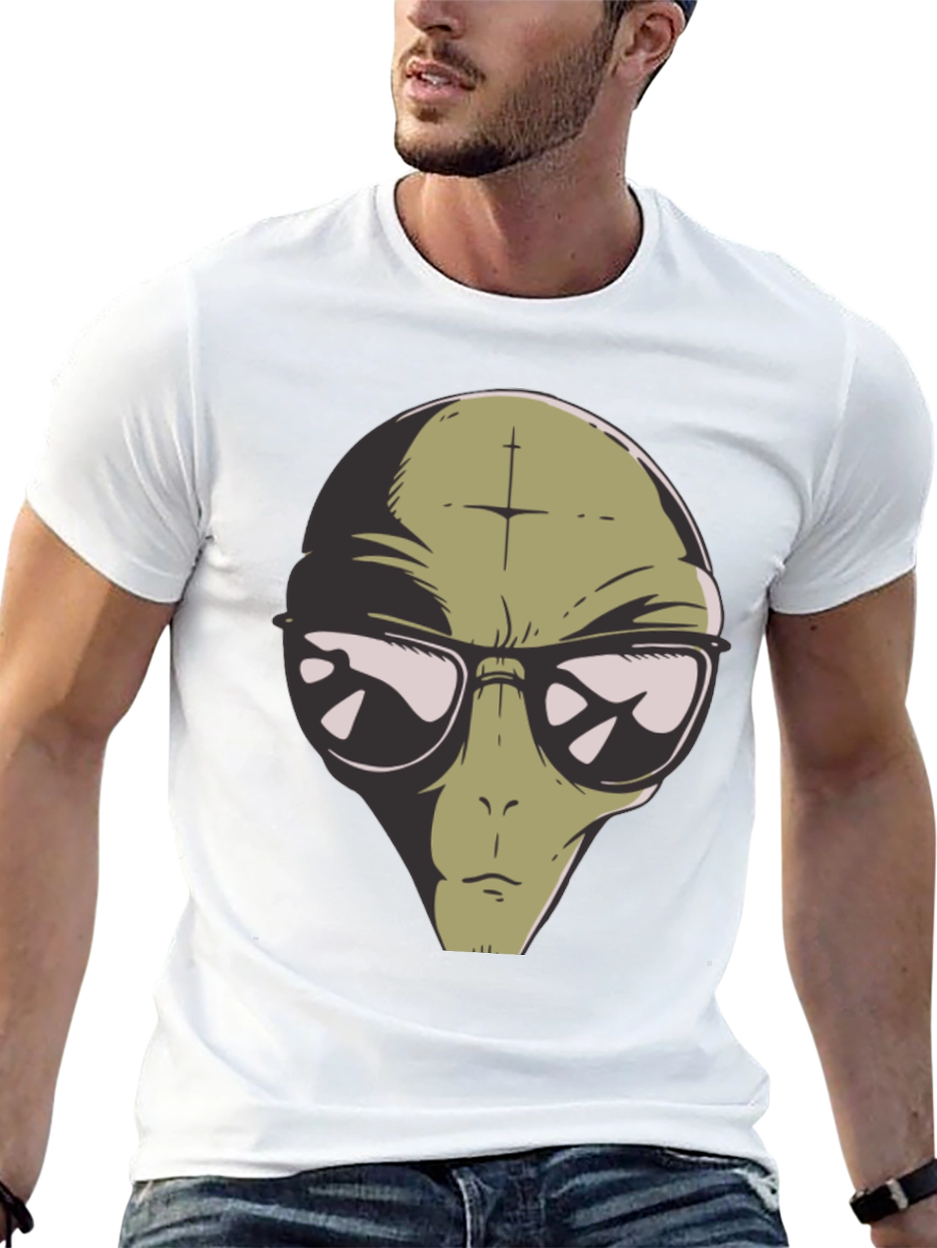 Alien Graphic Print T-Shirt - Cool Casual Tee