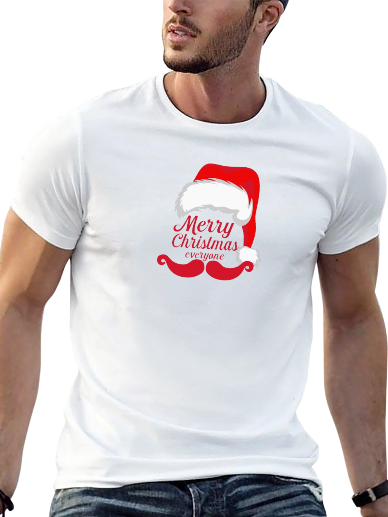 Merry Christmas Hat & Mustache T-Shirt
