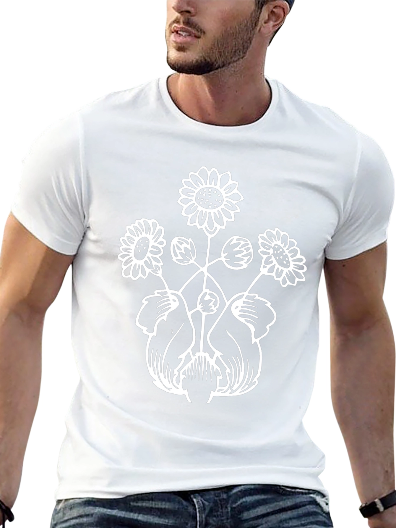 Floral Graphic Tee - Black Cotton Comfort