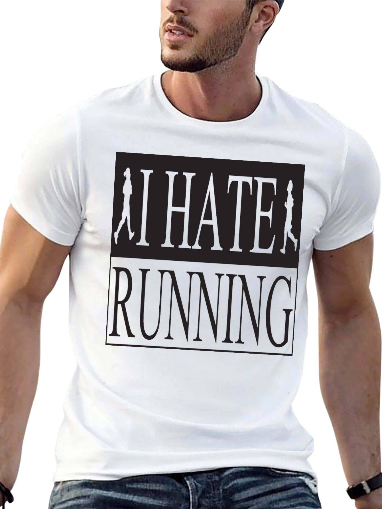 I Hate Running Graphic T-Shirt Anti-Running Joke Tee