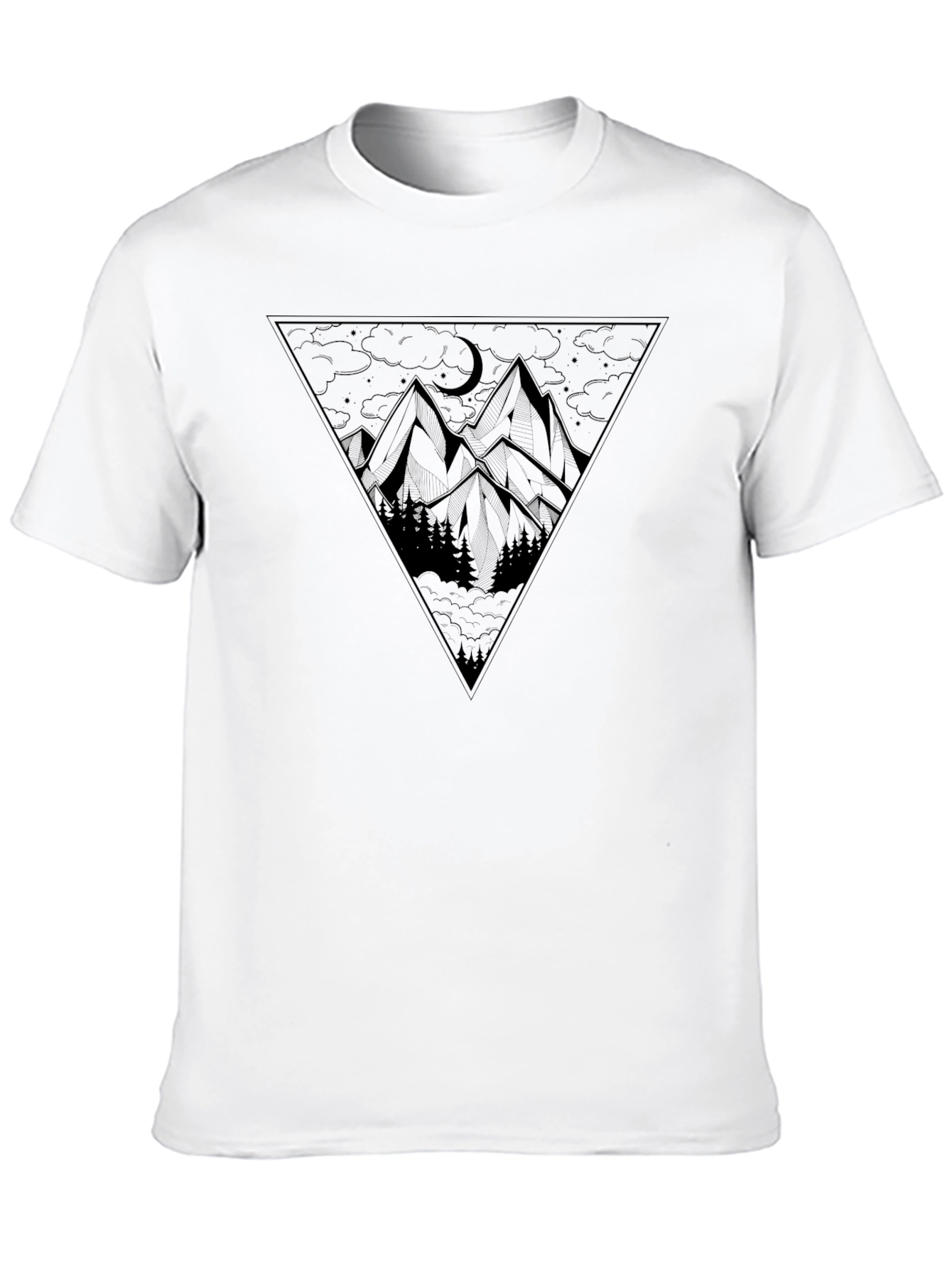 Mountain Moon Graphic Tee - Black Triangle Design