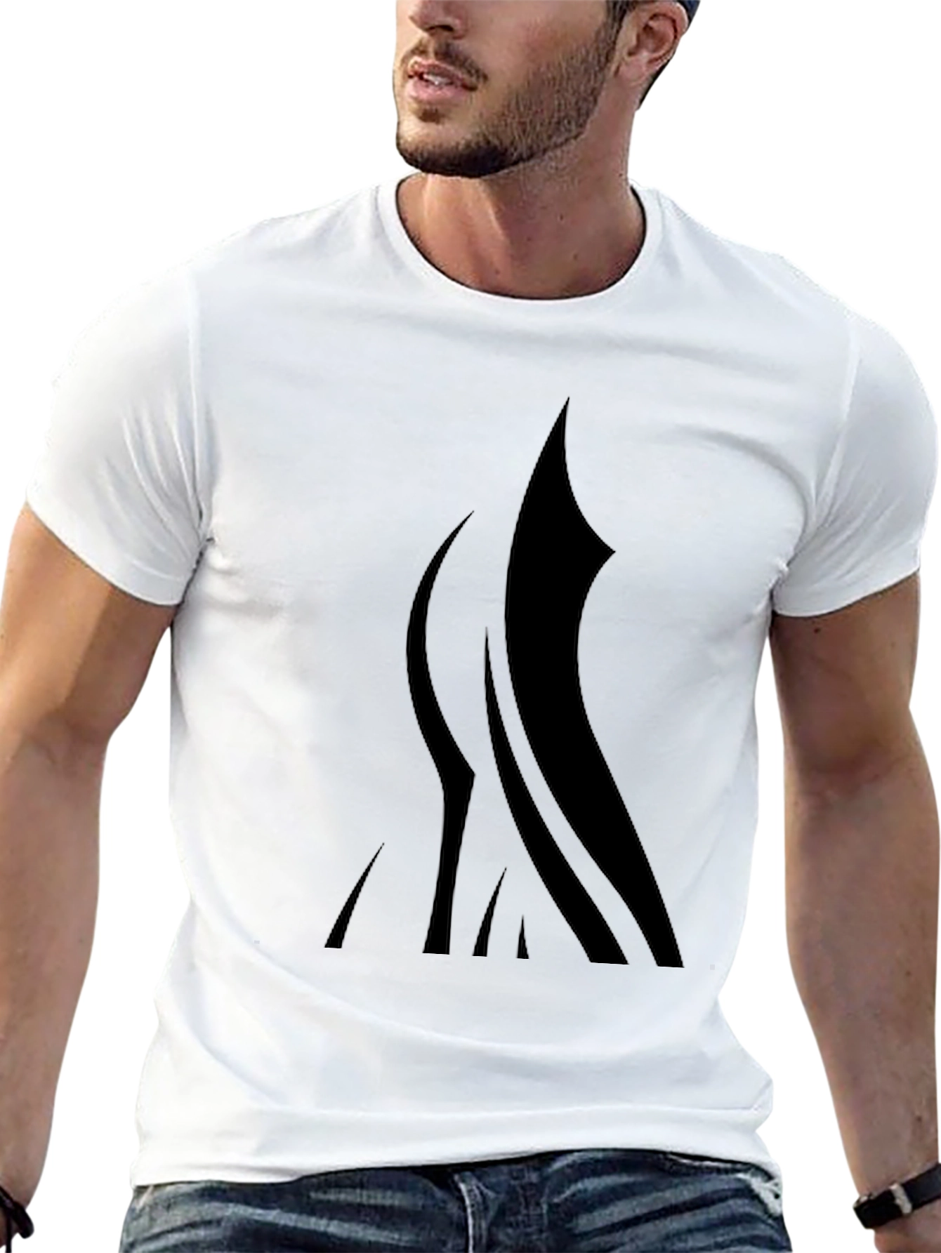 Black T-Shirt with Abstract Flame Design
