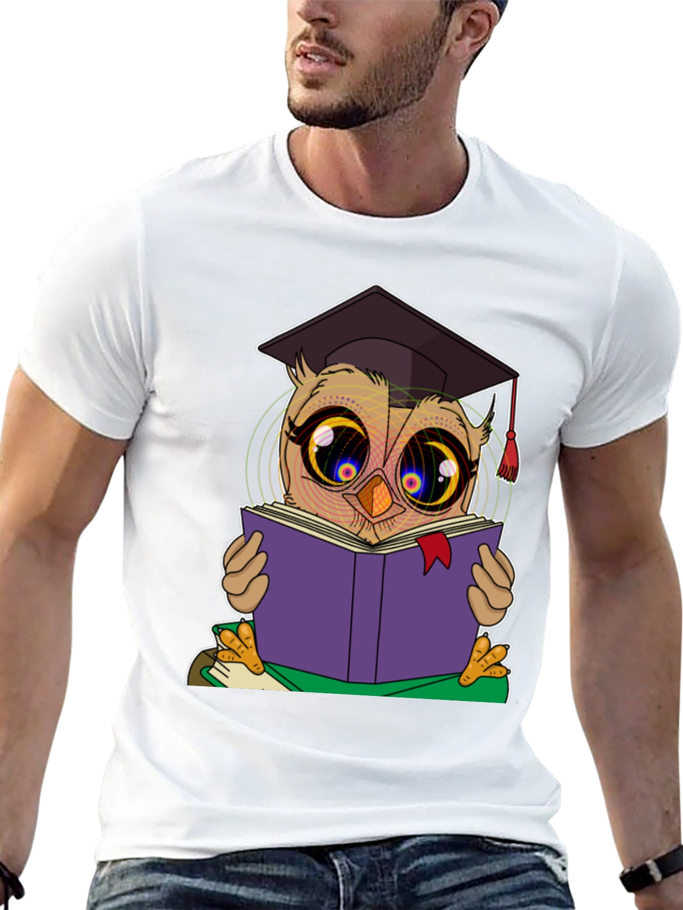 Graduation Owl Reading Book Black T-Shirt