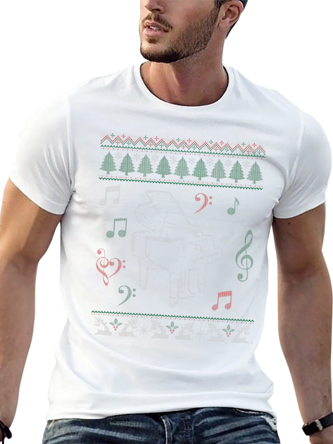 Piano Christmas Holiday Ugly Sweater T-Shirt