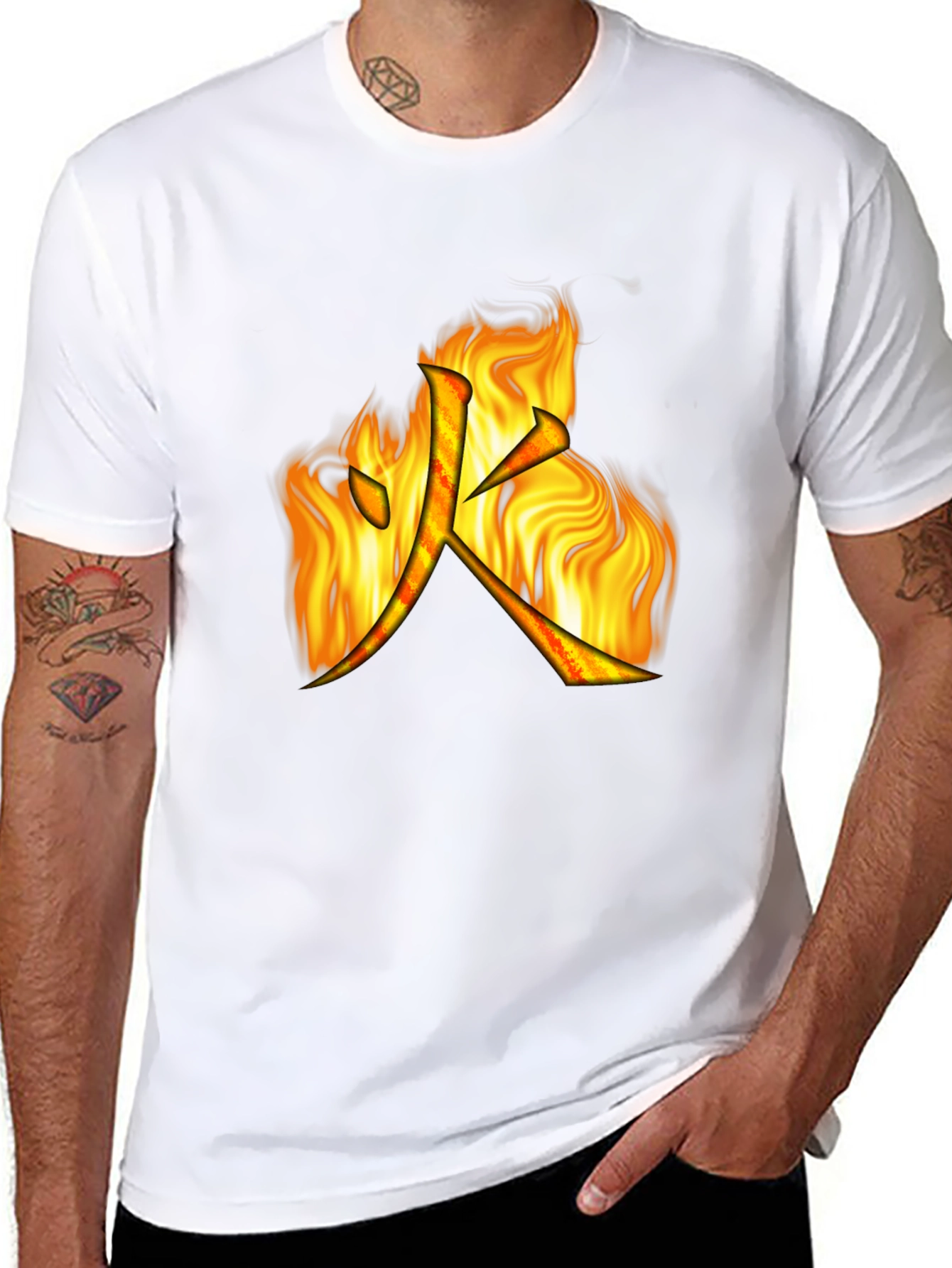 Fire Kanji Graphic Black T-Shirt