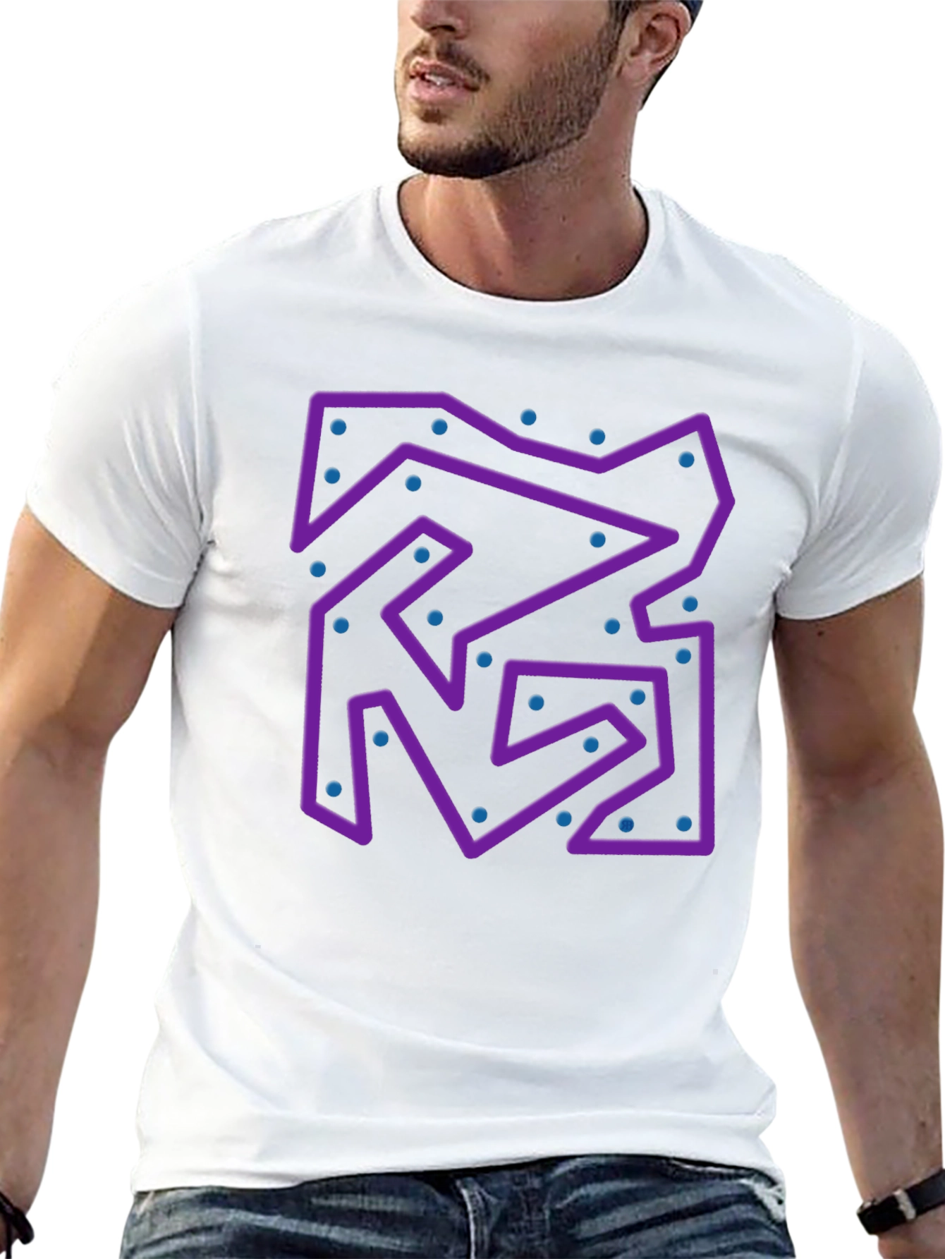 Abstract Purple Maze Black T-Shirt