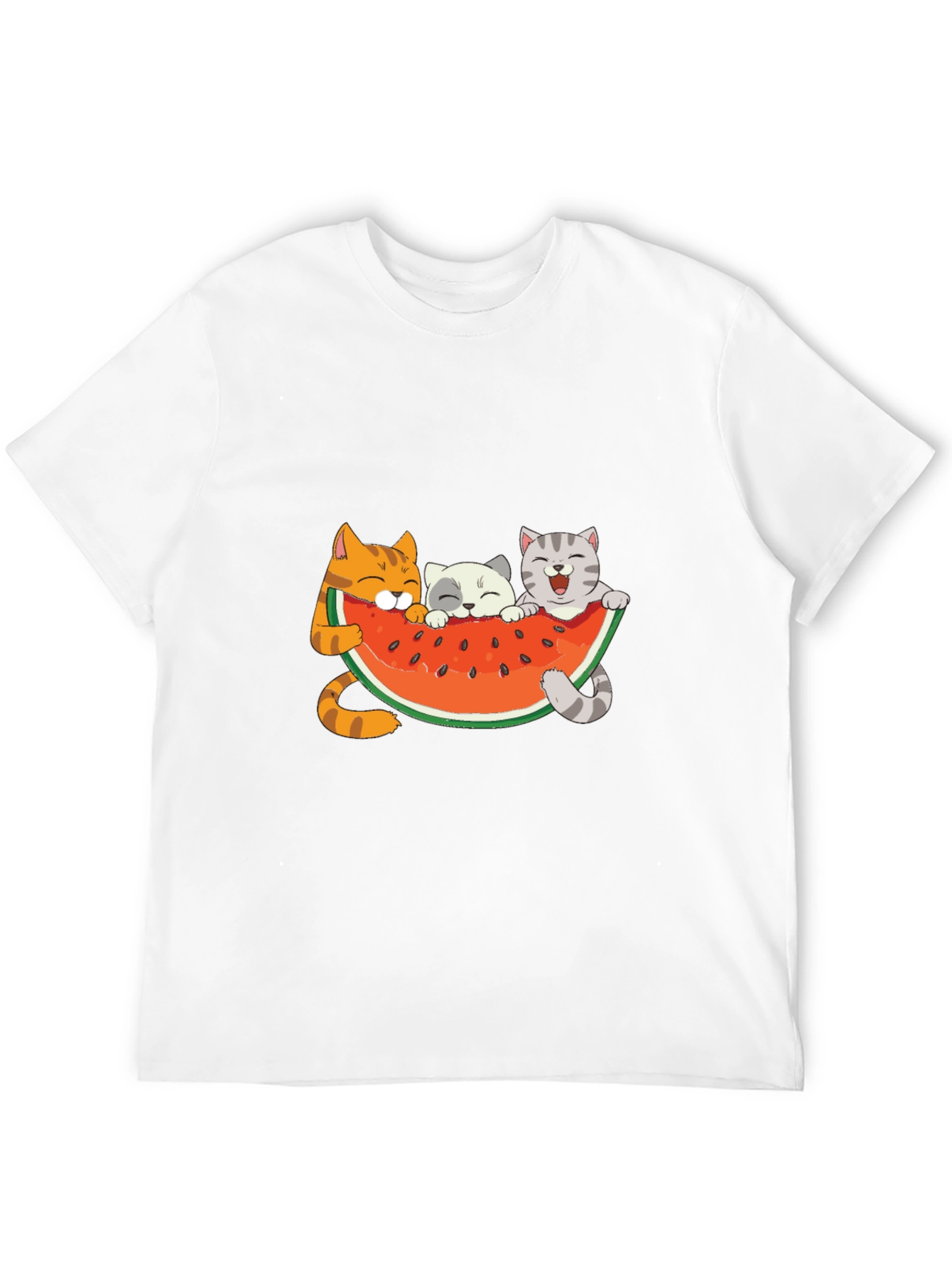 Cute Cats & Watermelon Graphic T-Shirt