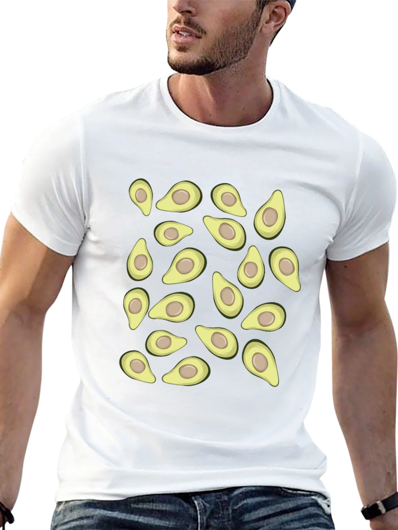 Avocado Pattern Black T-Shirt