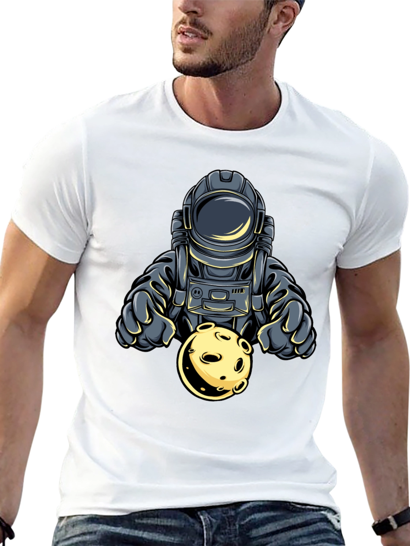 Astronaut Moon Graphic T-Shirt - Stylish Space Tee