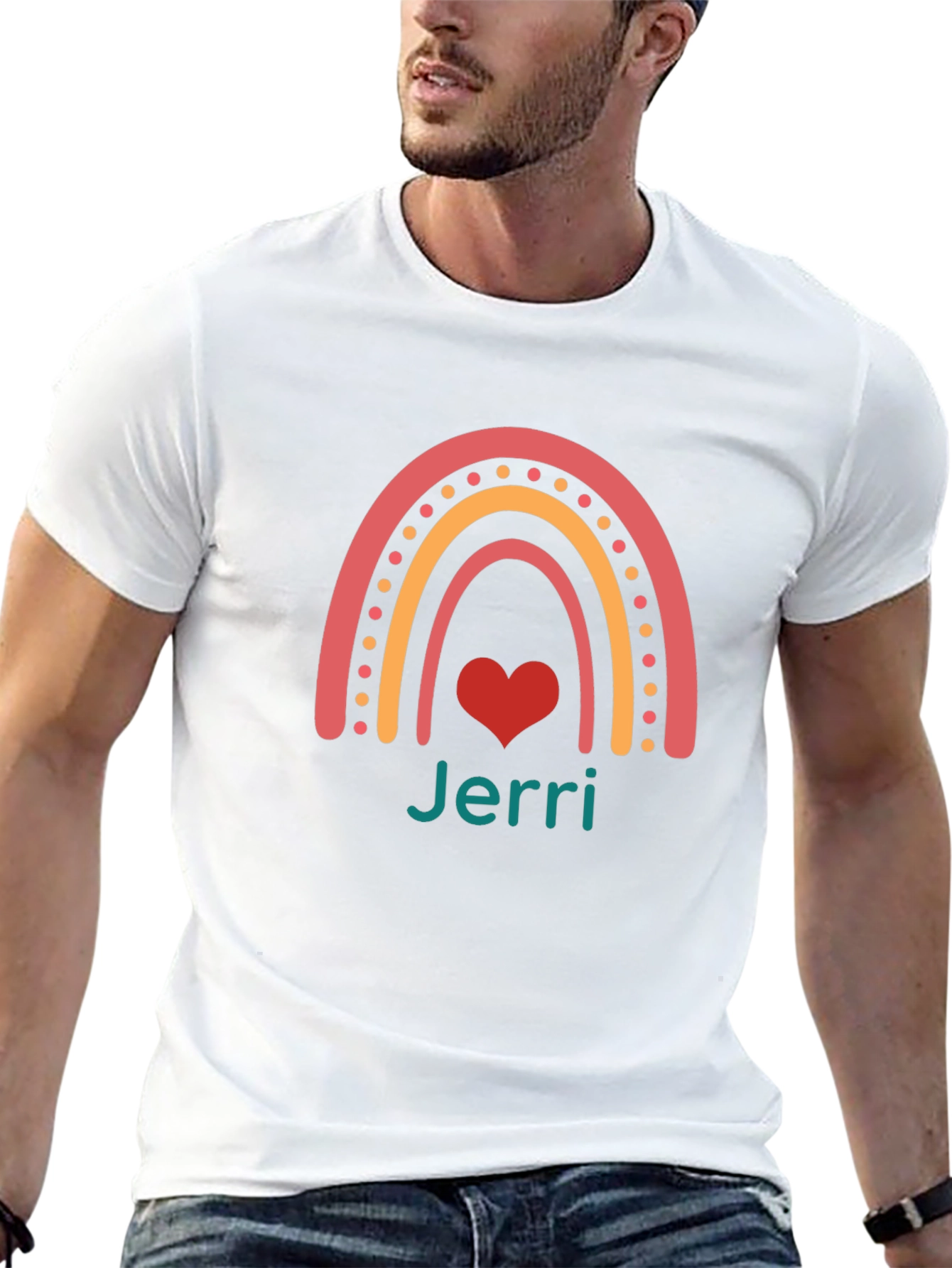 Jerri Rainbow Heart Graphic T-Shirt