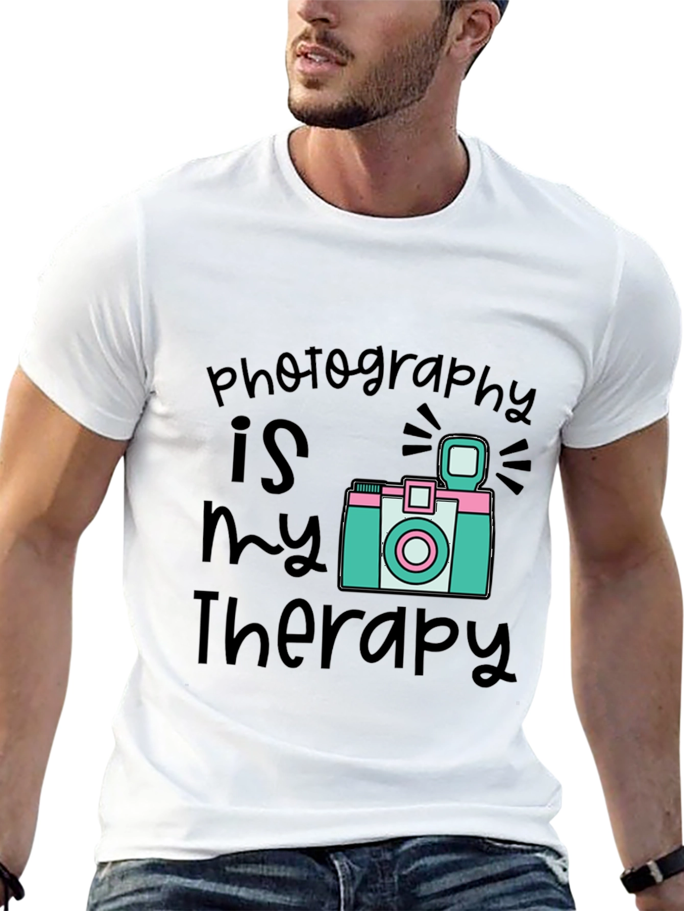 Photography is My Therapy Black T-Shirt