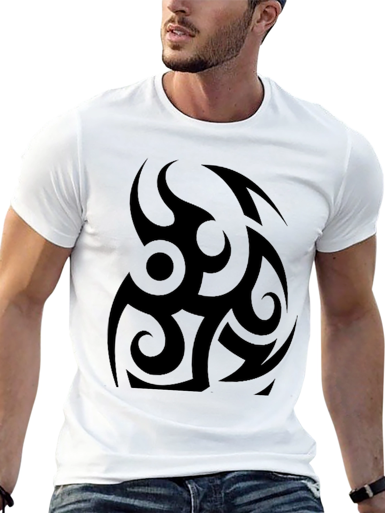 Mens Black Tribal Graphic T-Shirt