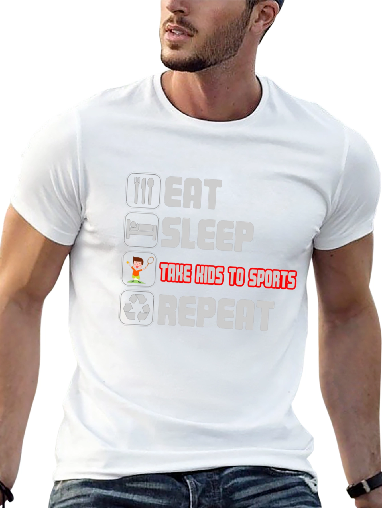 Eat Sleep Take Kids to Sports Repeat T-Shirt