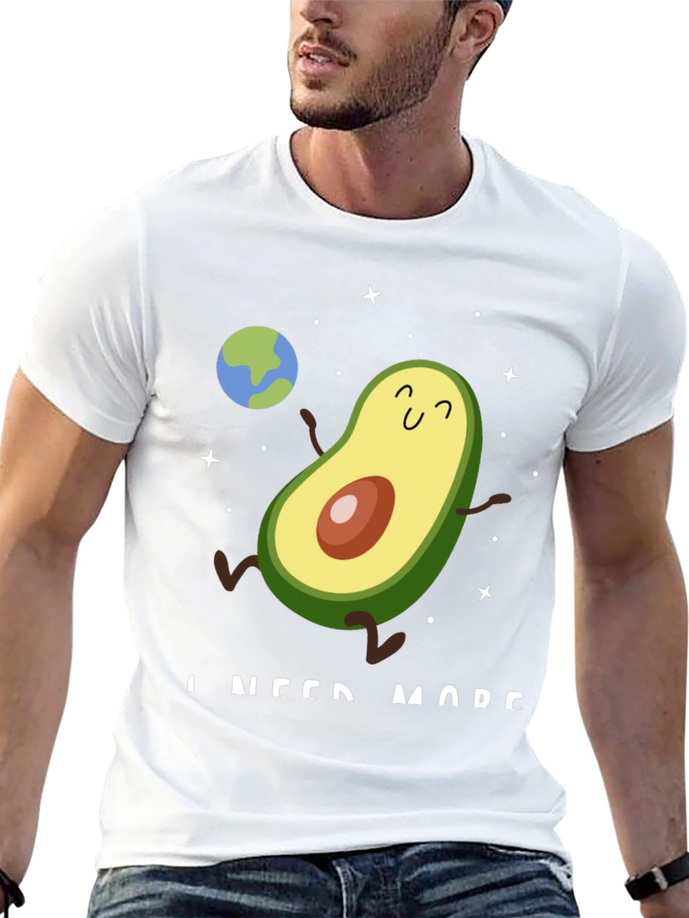 Avocado Space Black T-Shirt - I Need More!