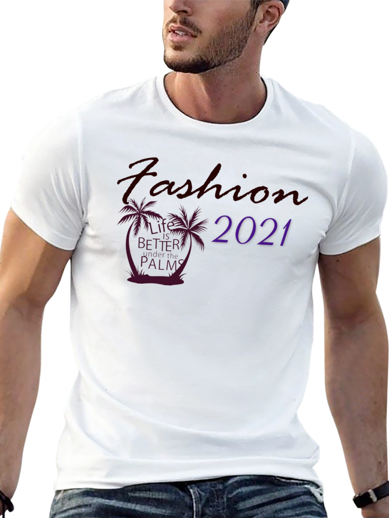 Fashion 2021 Palm T-Shirt - Stylish Black Tee