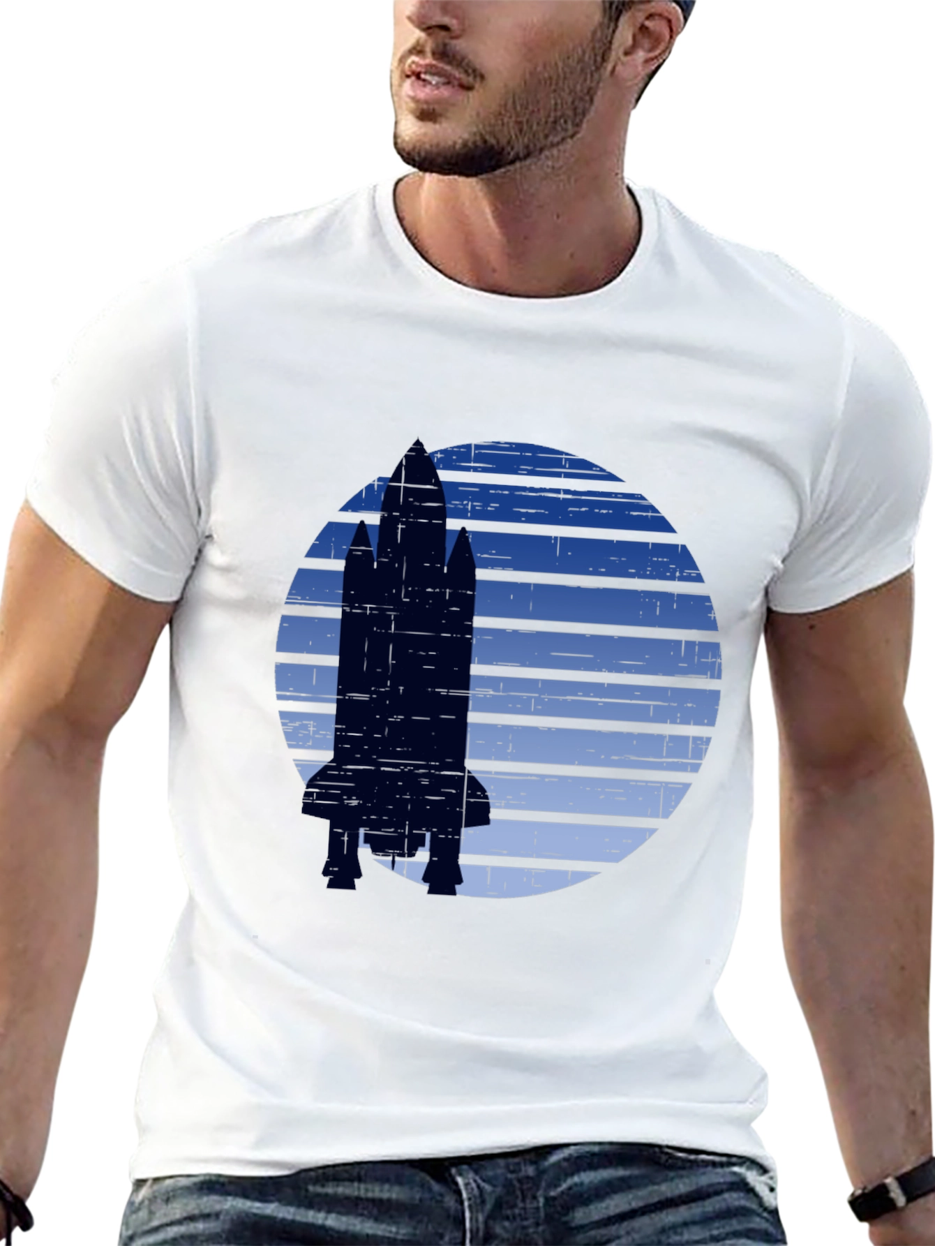 Rocket Graphic T-Shirt - Retro Space Design