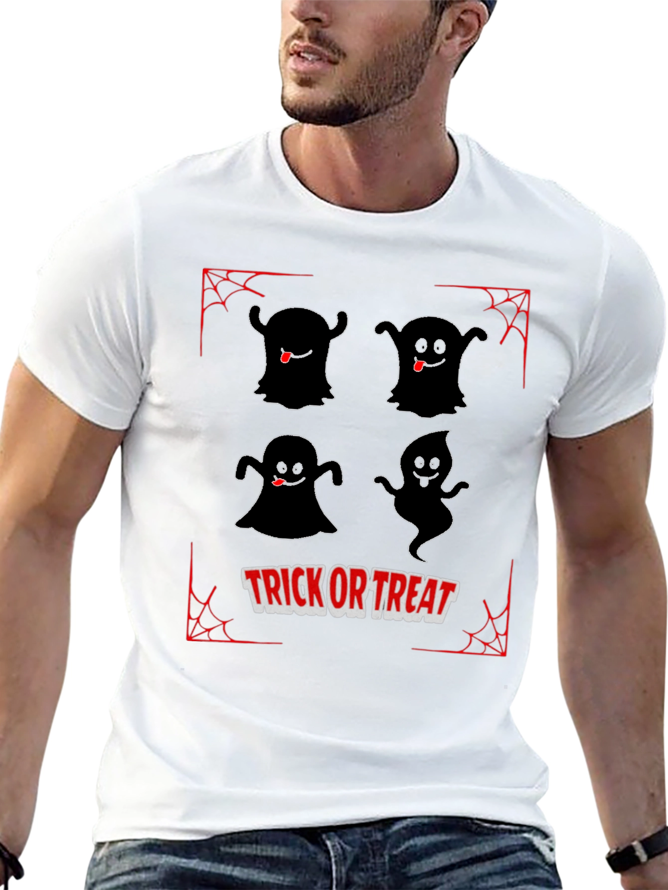 Halloween Trick or Treat Ghost Graphic T-Shirt
