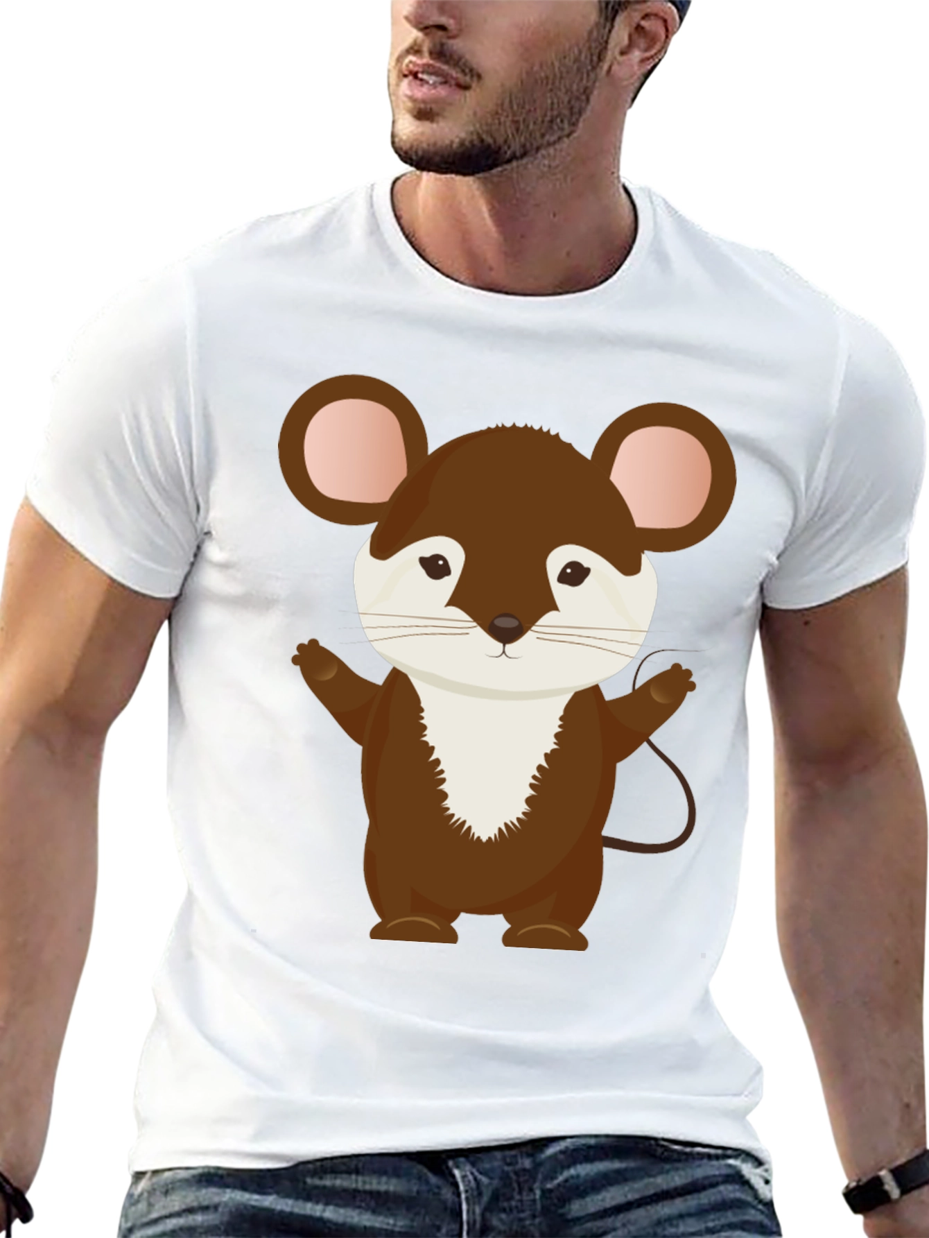 Cute Cartoon Mouse Black T-Shirt