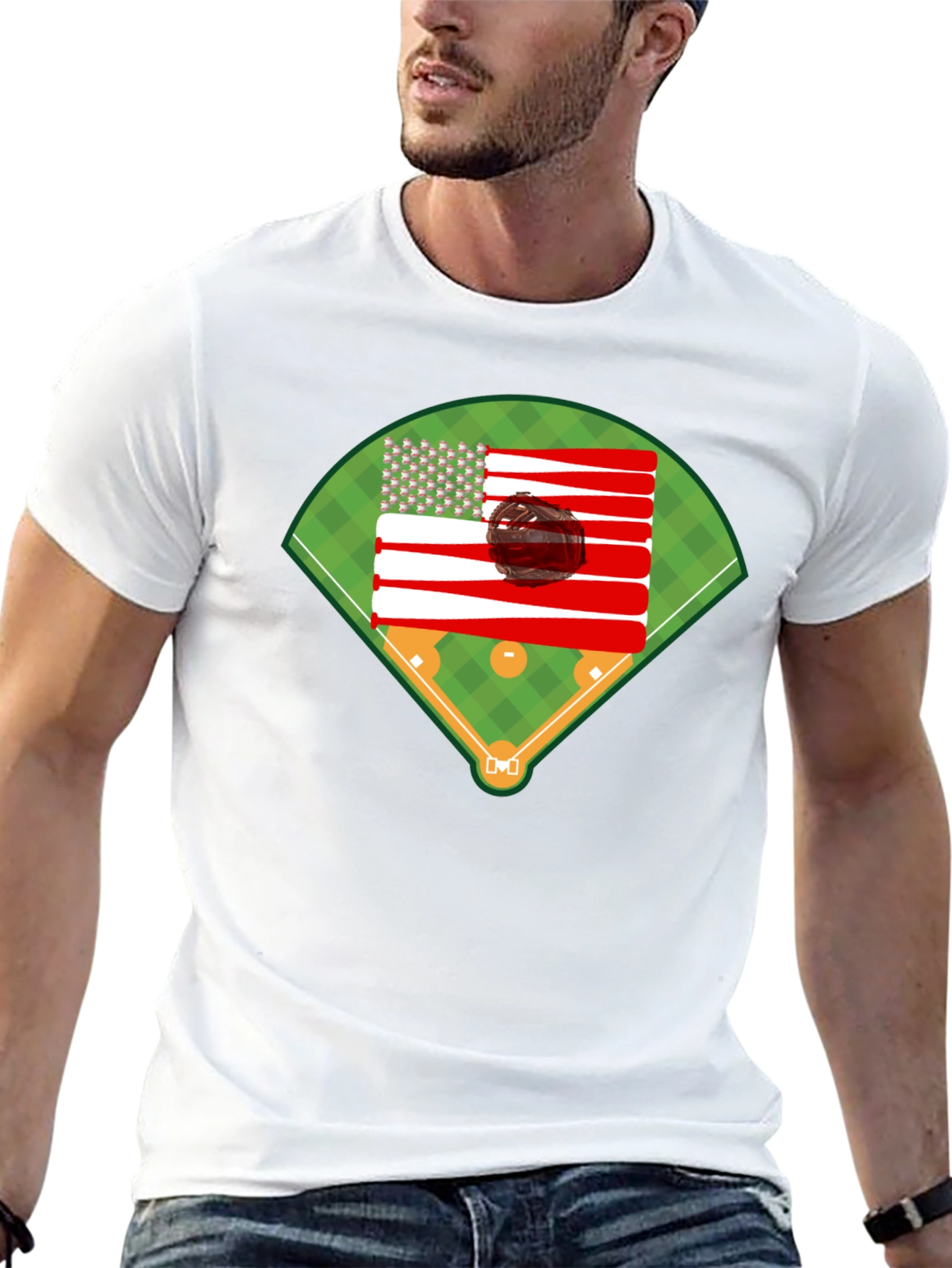 Baseball American Flag T-Shirt