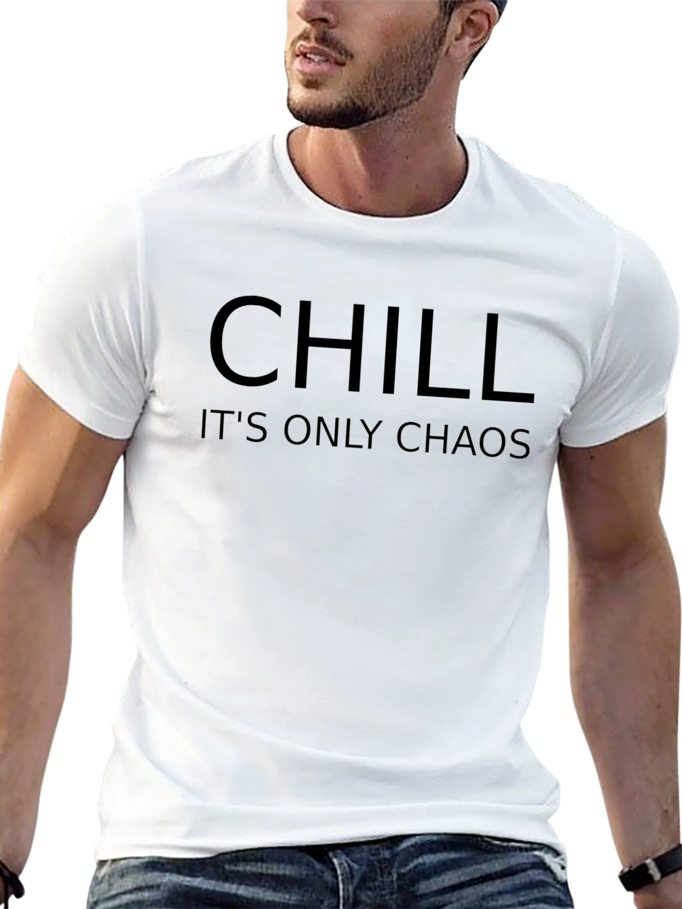 Chill Its Only Chaos Black Graphic T-Shirt