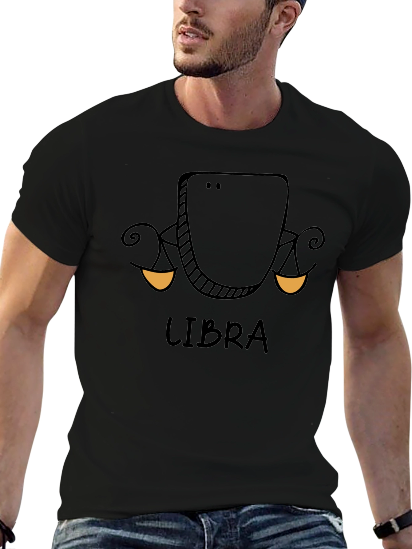 Libra Zodiac Graphic Tee - Black Cotton T-Shirt