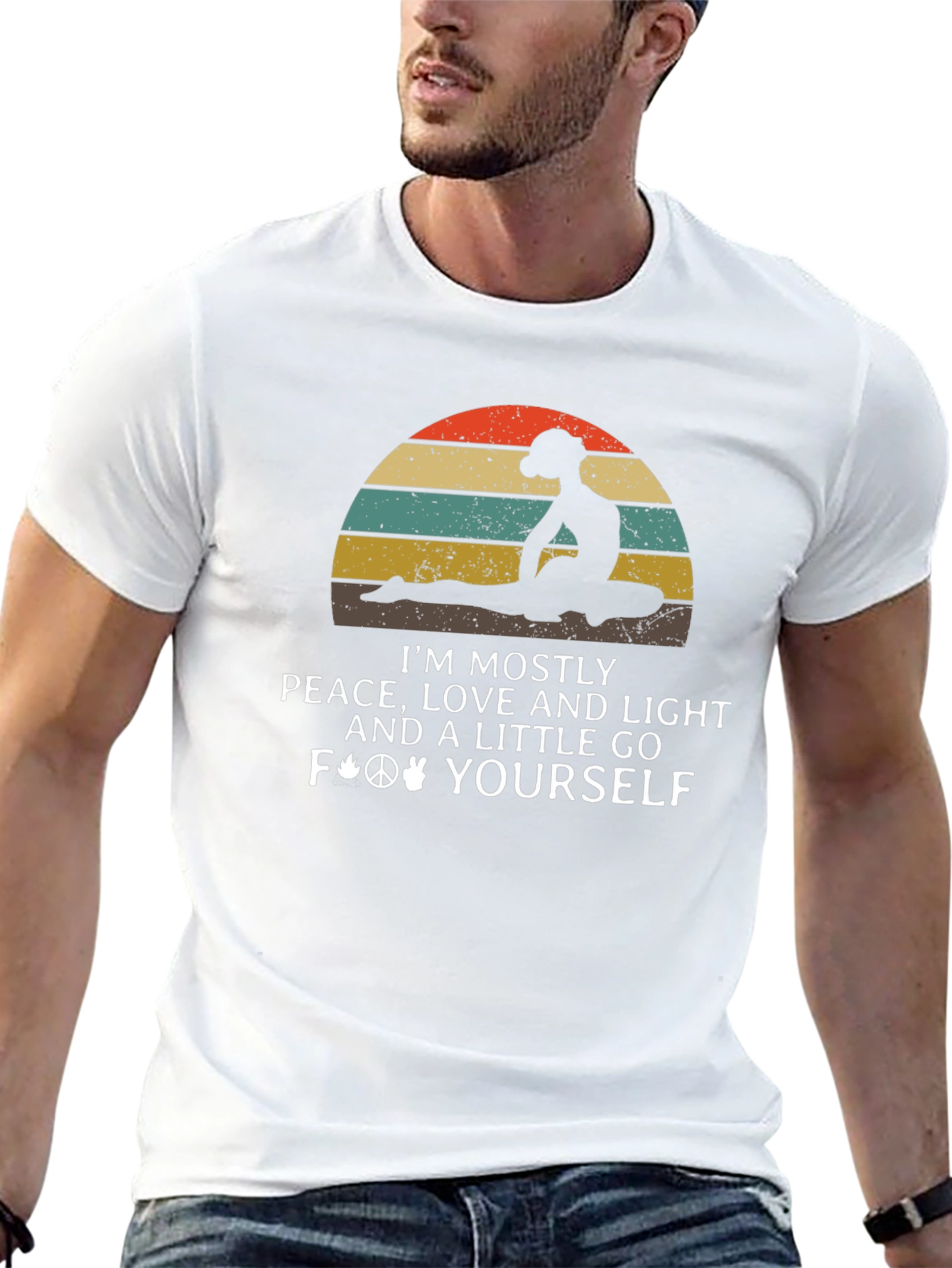 Peace Love Yoga Black Graphic T-Shirt