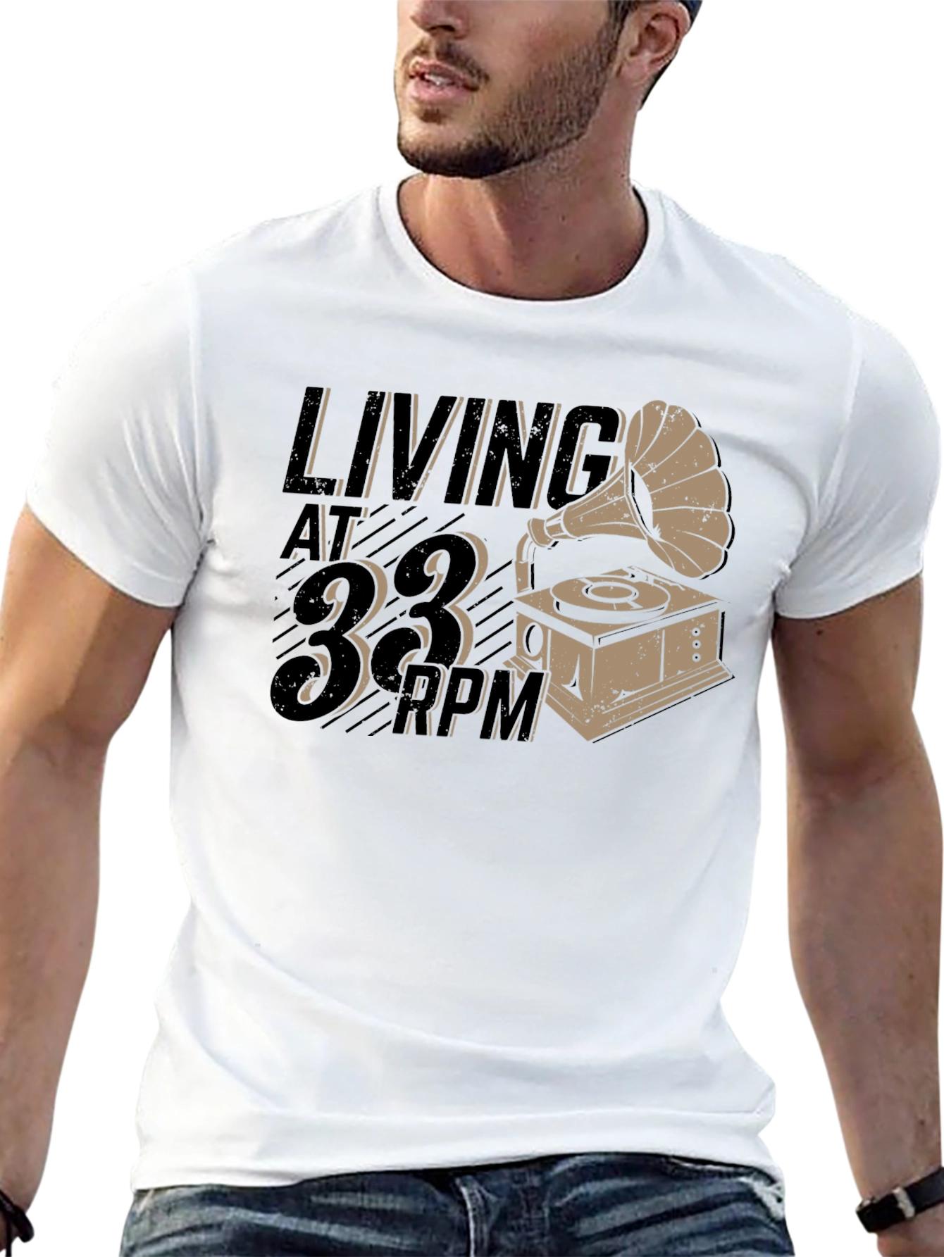 Living at 33 RPM Black Graphic Tee
