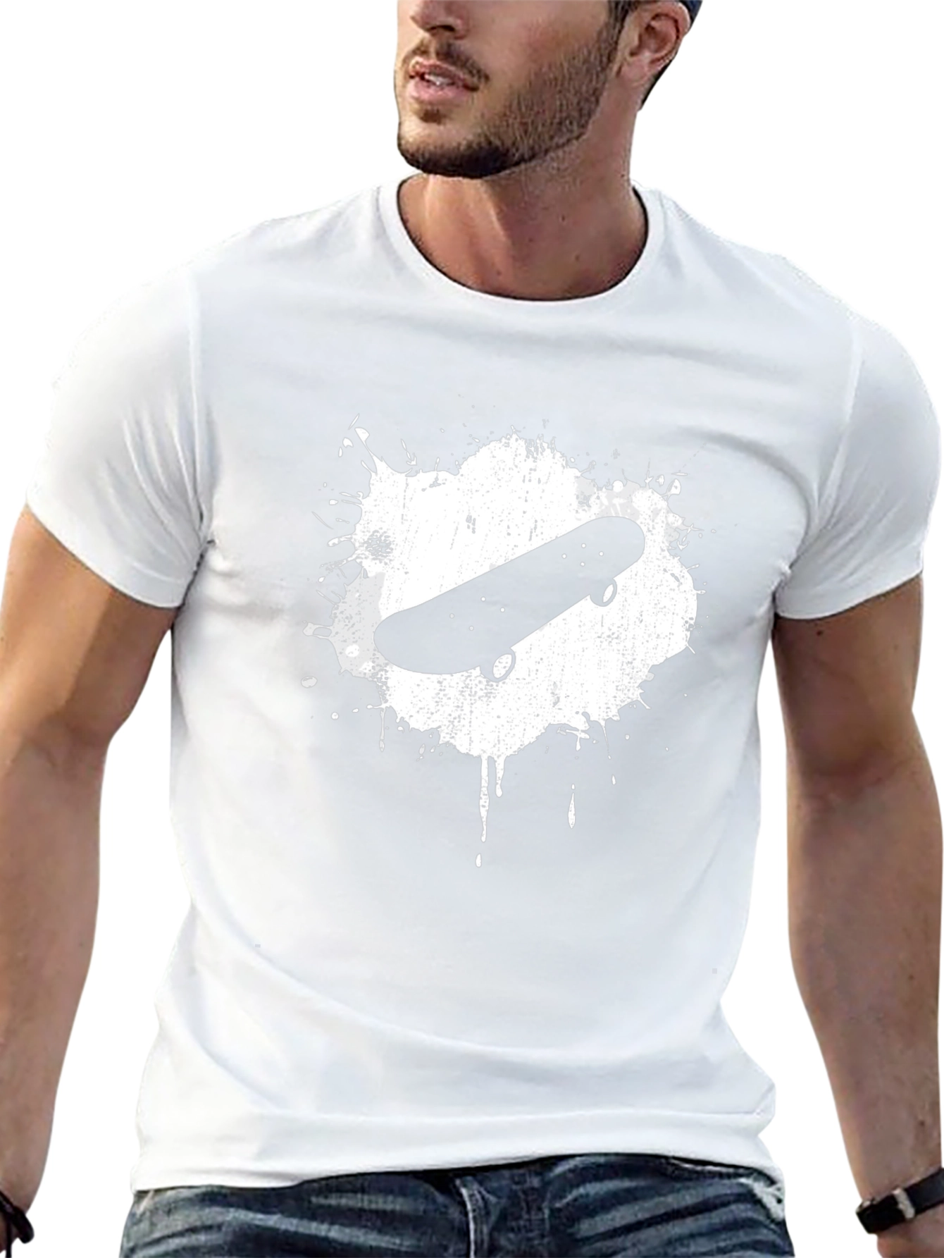 Skateboard Graphic Tee - Cool Black Cotton T-Shirt