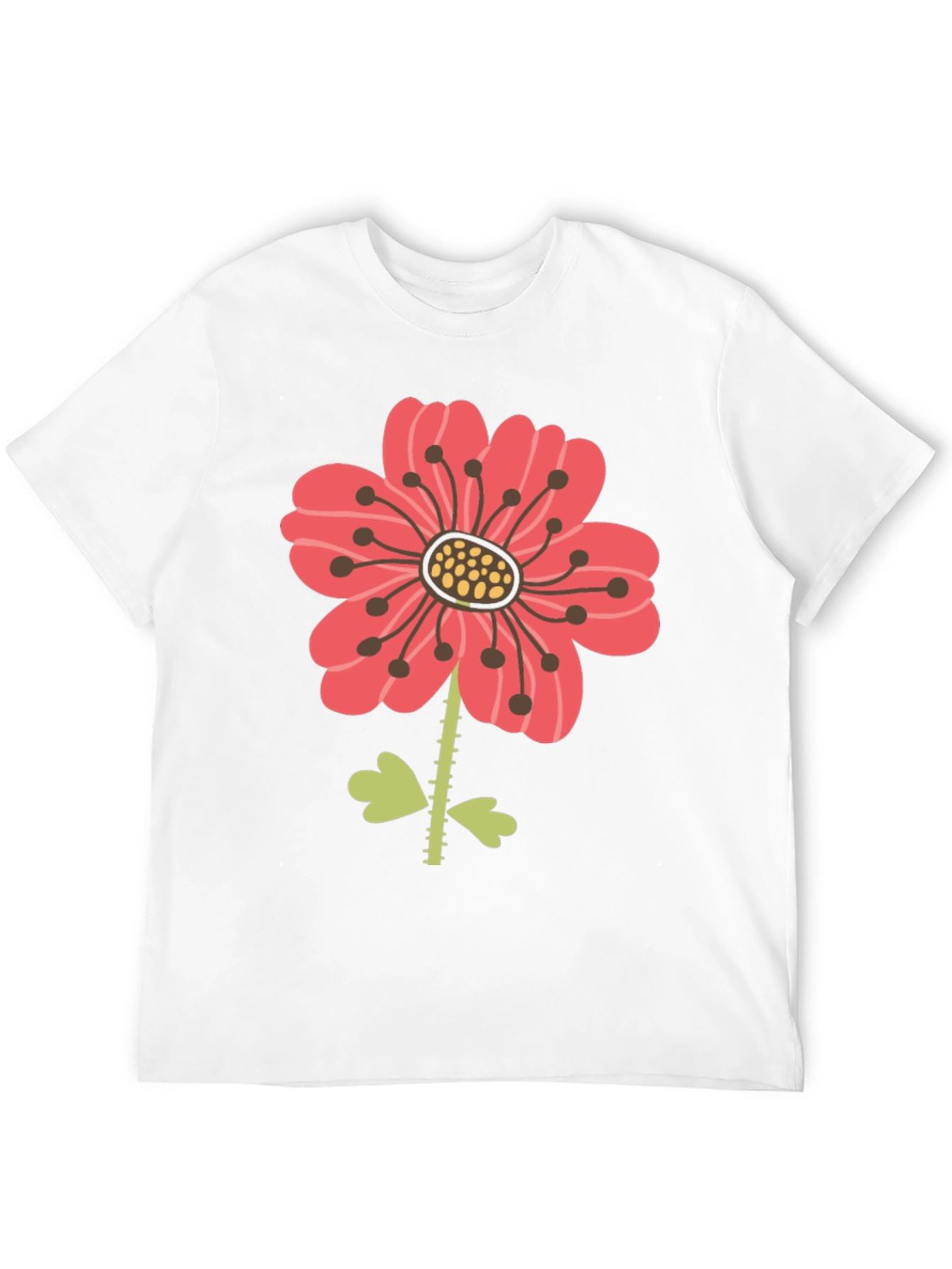 Floral Graphic Print Mens Black T-Shirt