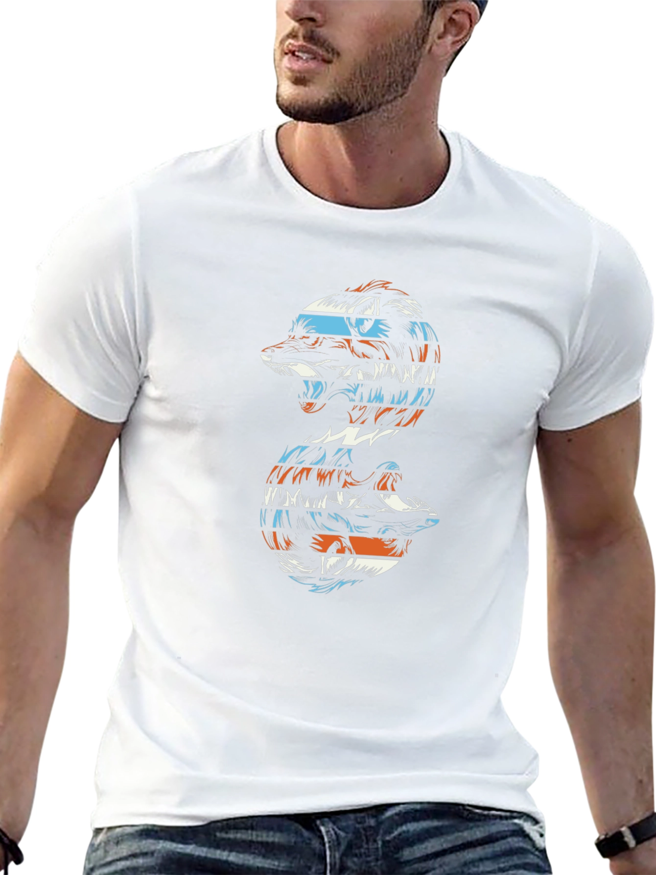 Abstract Wolf Graphic Tee - Black Unisex Shirt