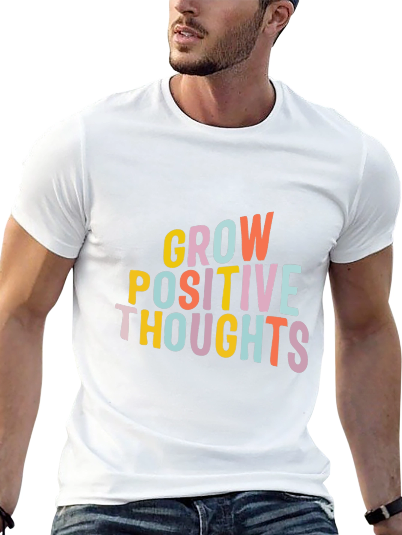 Grow Positive Thoughts Black Graphic Tee