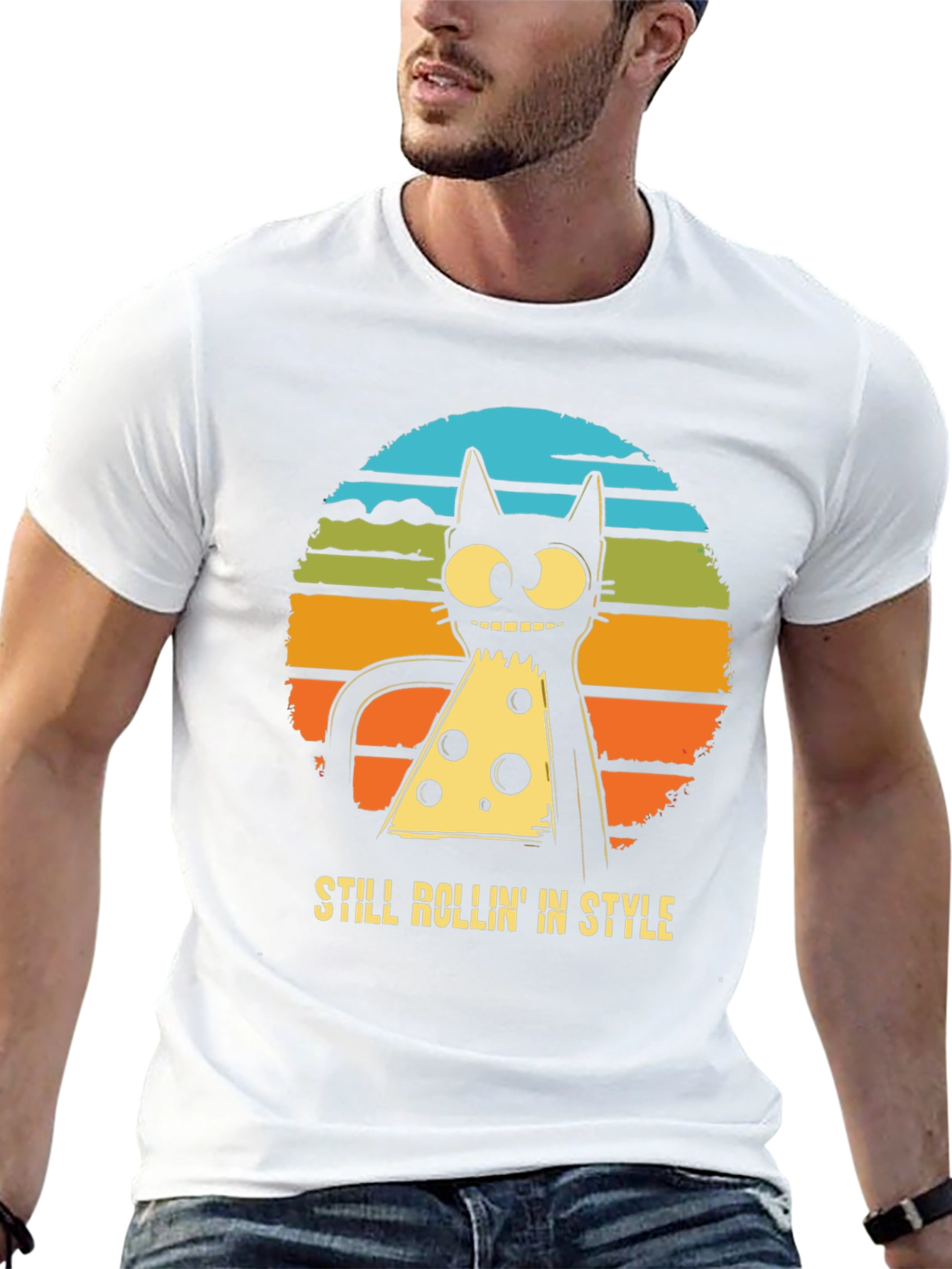 Retro Pizza Cat T-Shirt - Still Rollin in Style