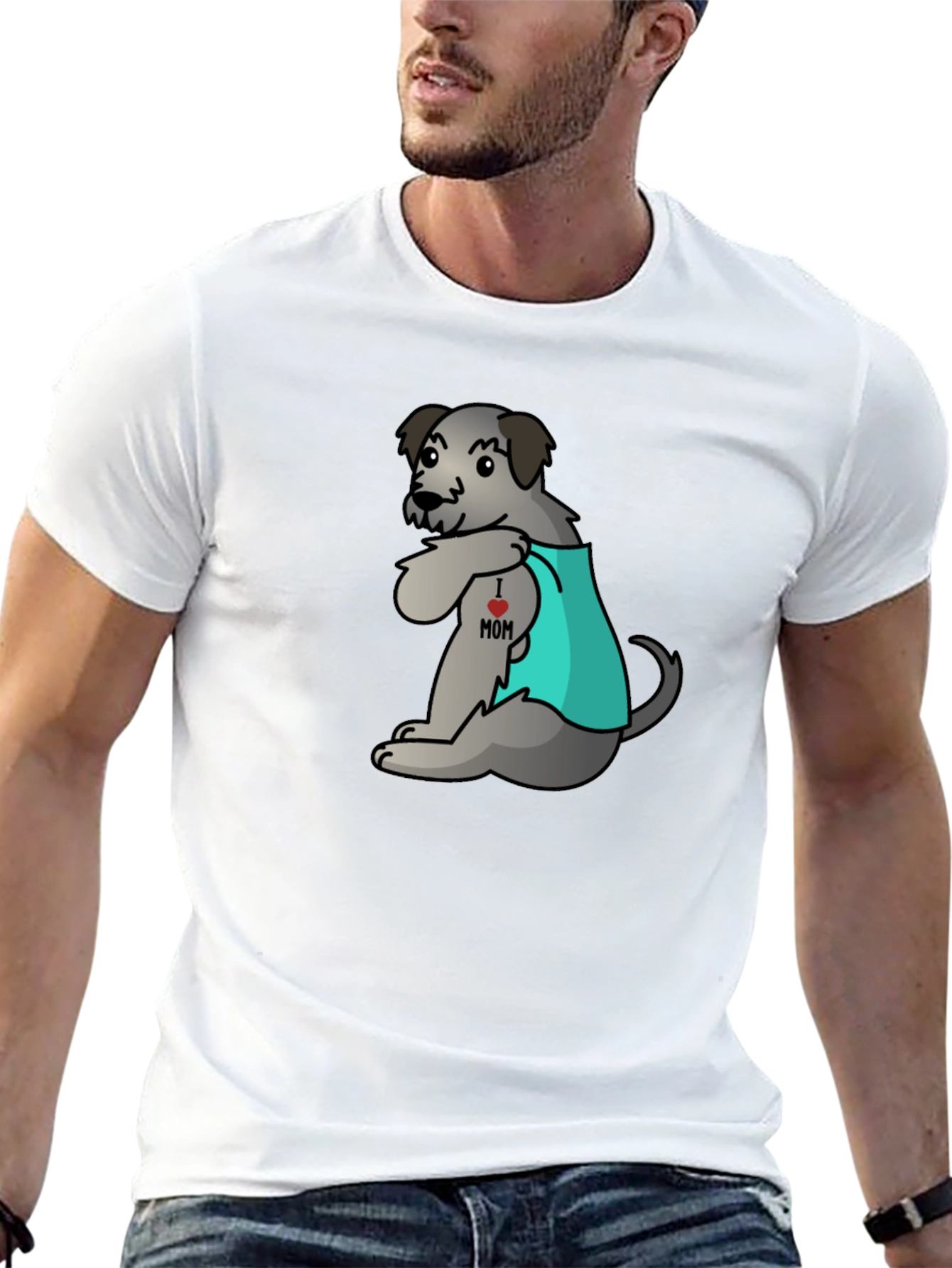 Dog I Love Mom Tattoo Black T-Shirt