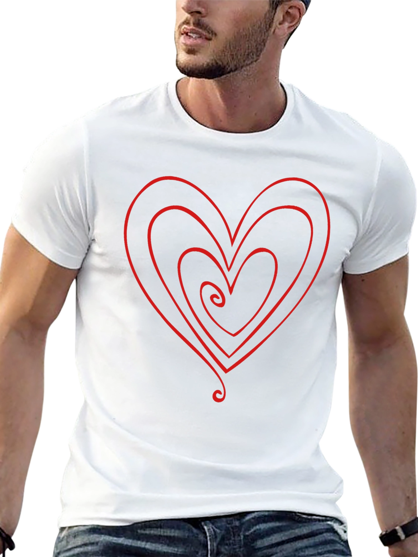 Heart Spiral Graphic Black Tee - Modern Style