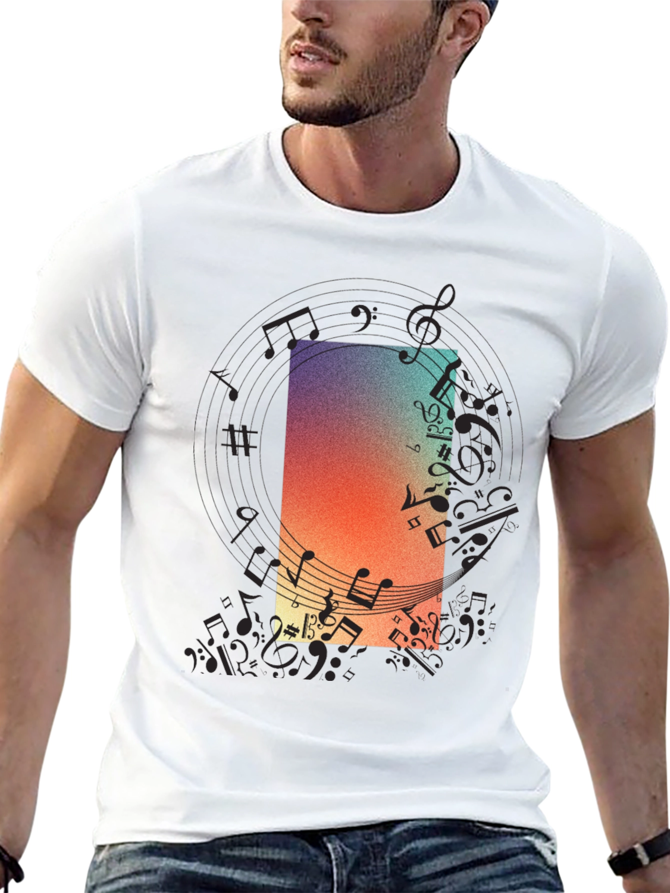 Music Note Graphic Tee - Black Casual T-Shirt
