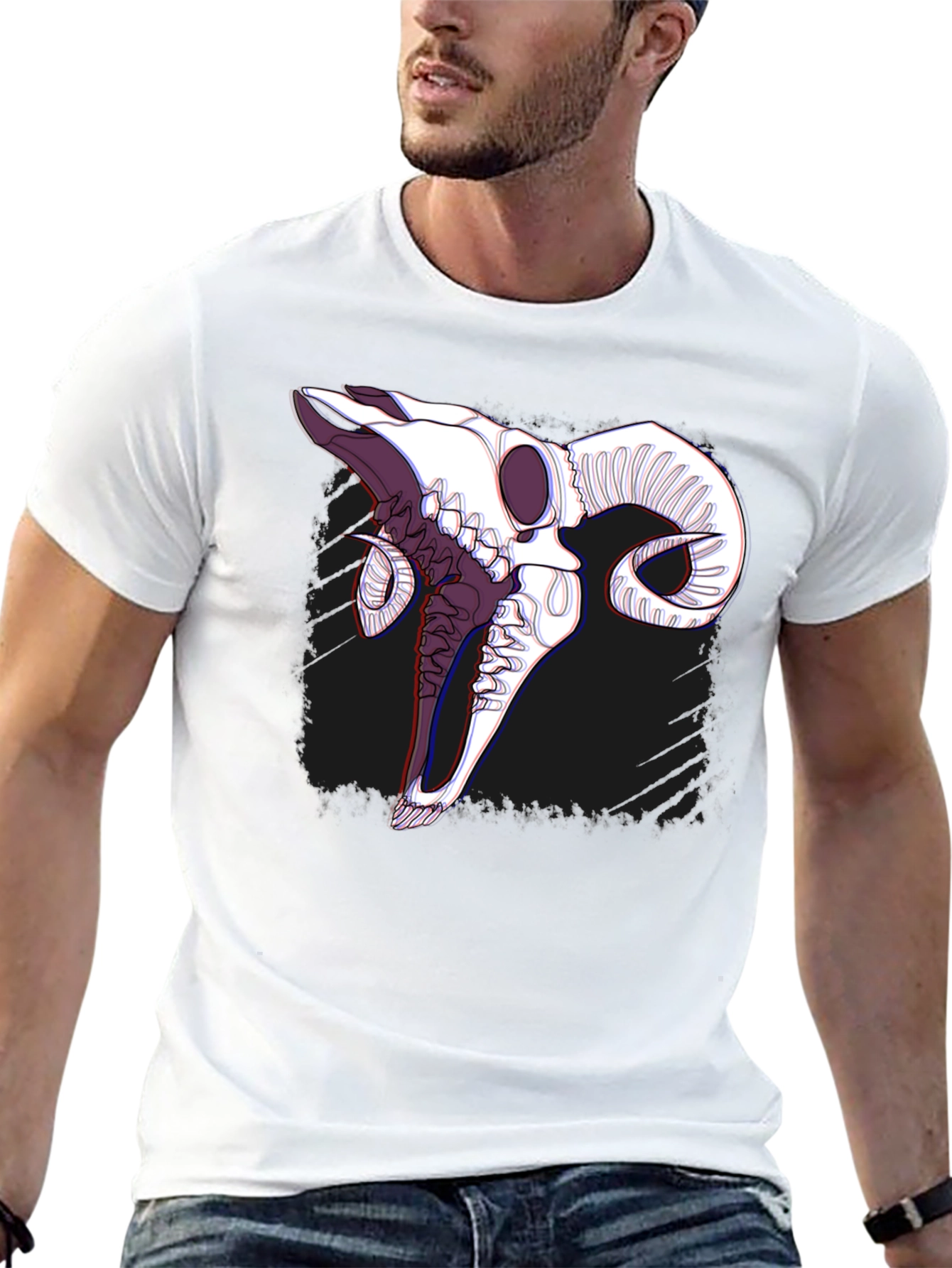 Ram Skull Graphic Black T-Shirt