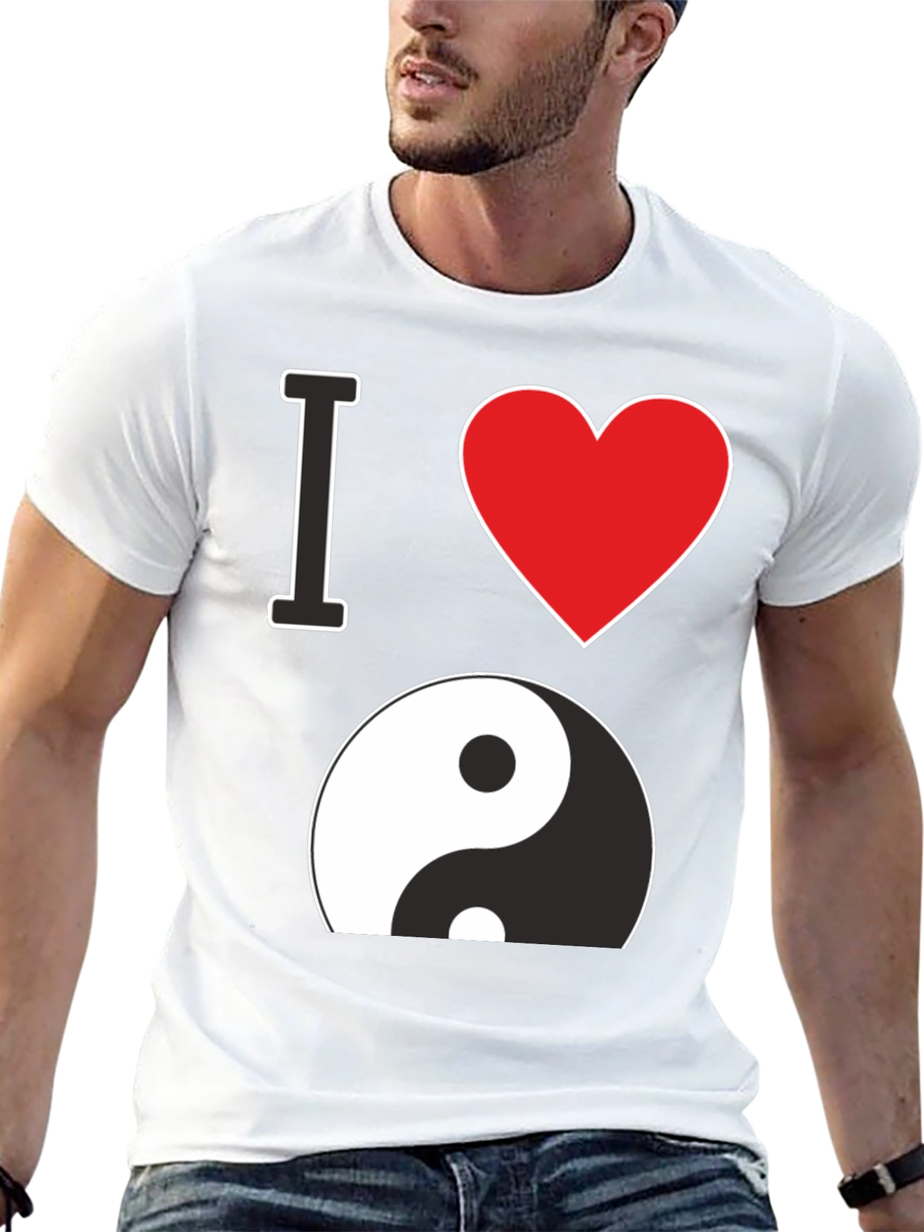I Love Yin Yang Graphic Black T-Shirt