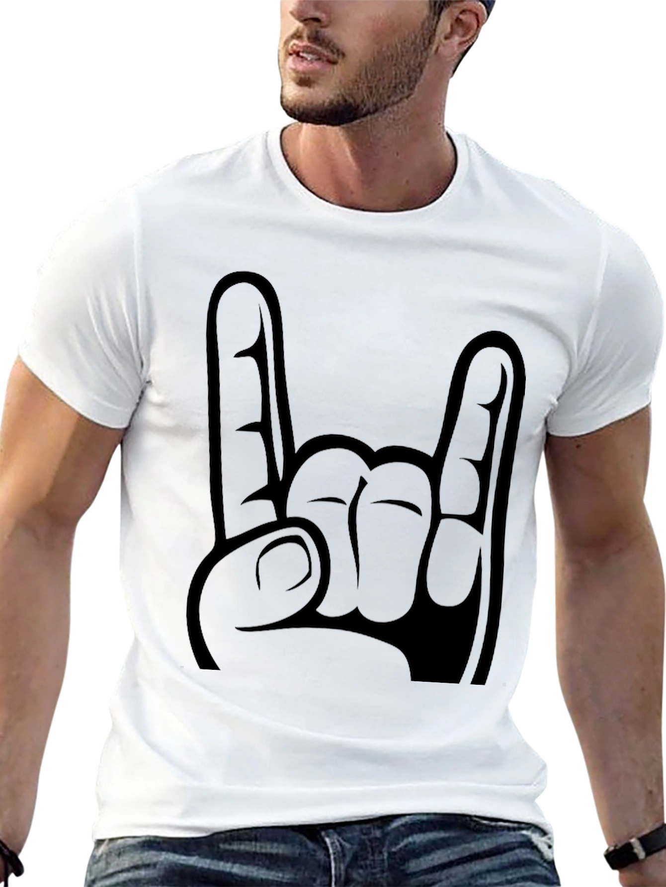 Rock On Hand Graphic Tee - Black