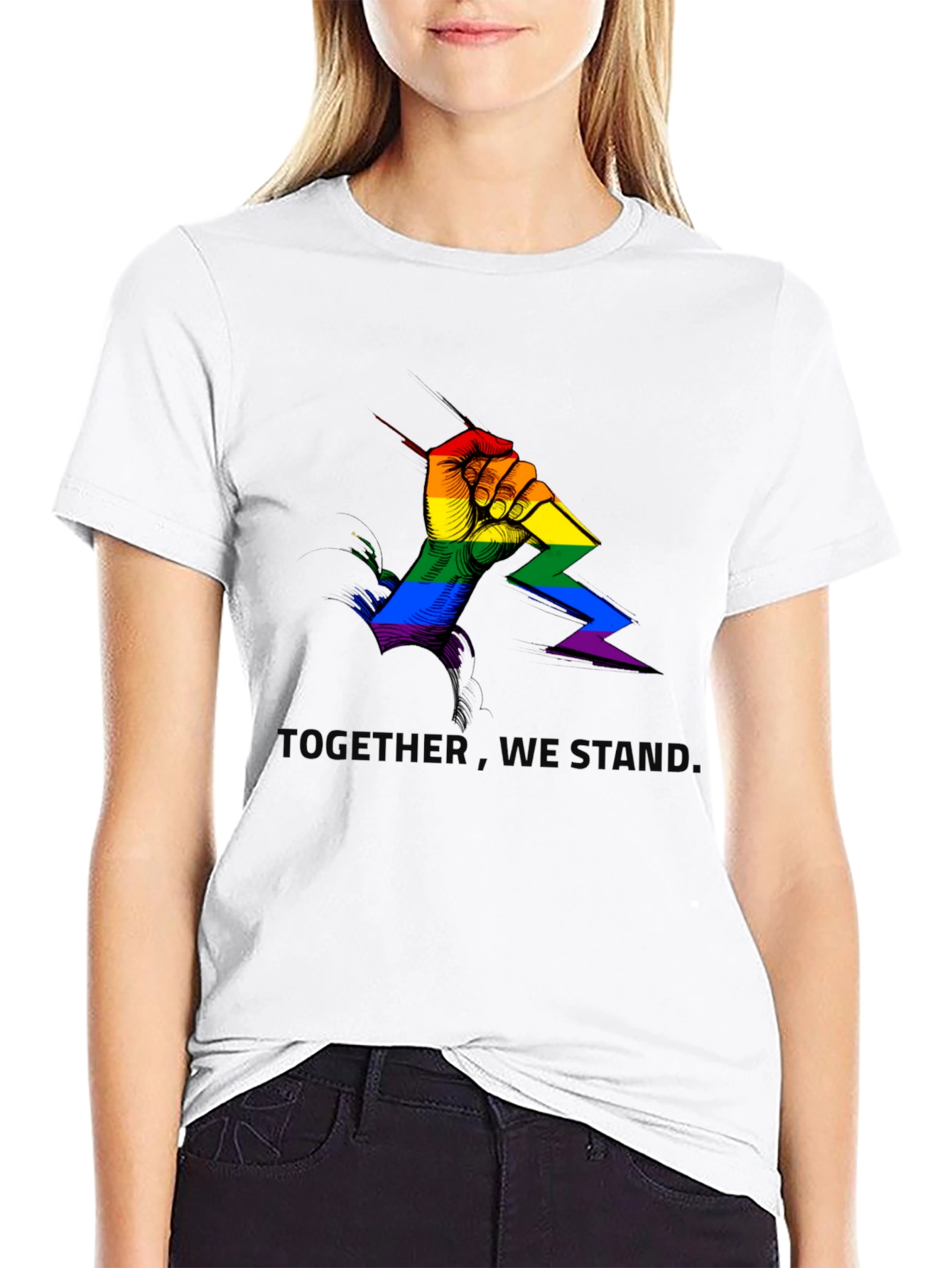 Pride Rainbow Fist Graphic Tee - Together We Stand